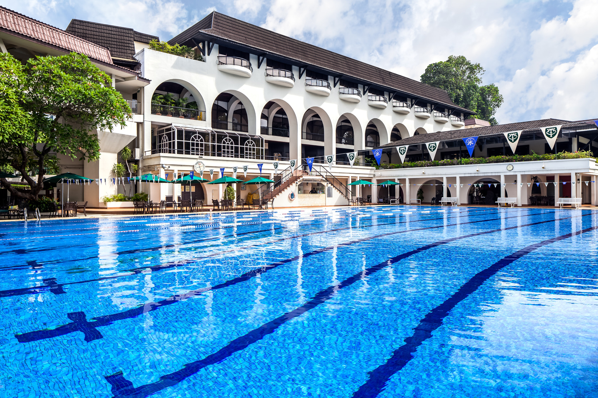 Canon EOS 5D Mark II + Canon TS-E 24.0mm f/3.5 L II sample photo. Photography tanglin club singapore pool day photography