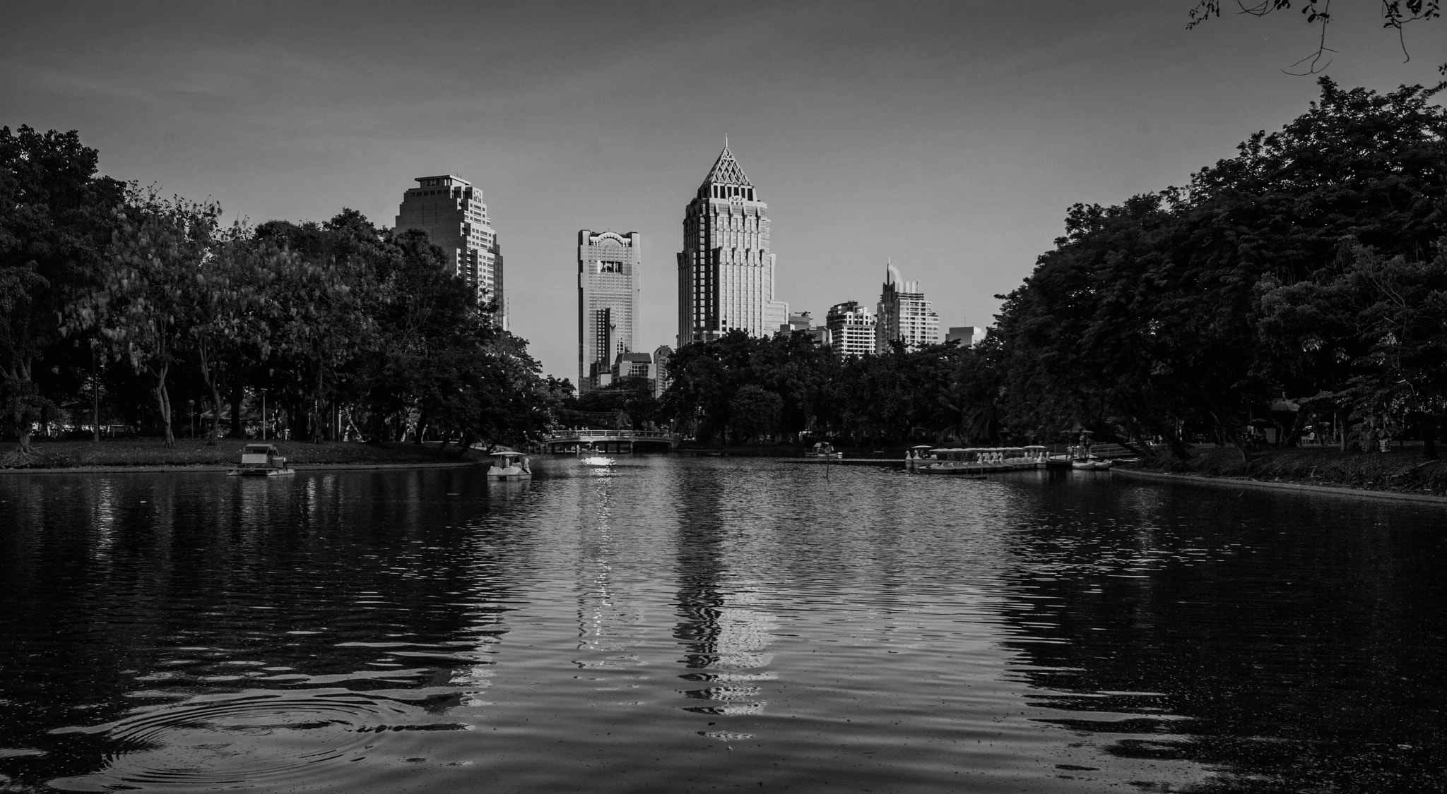 Sigma 10-20mm F4-5.6 EX DC HSM sample photo. Bangkok skyline from lumpini park, thailand photography