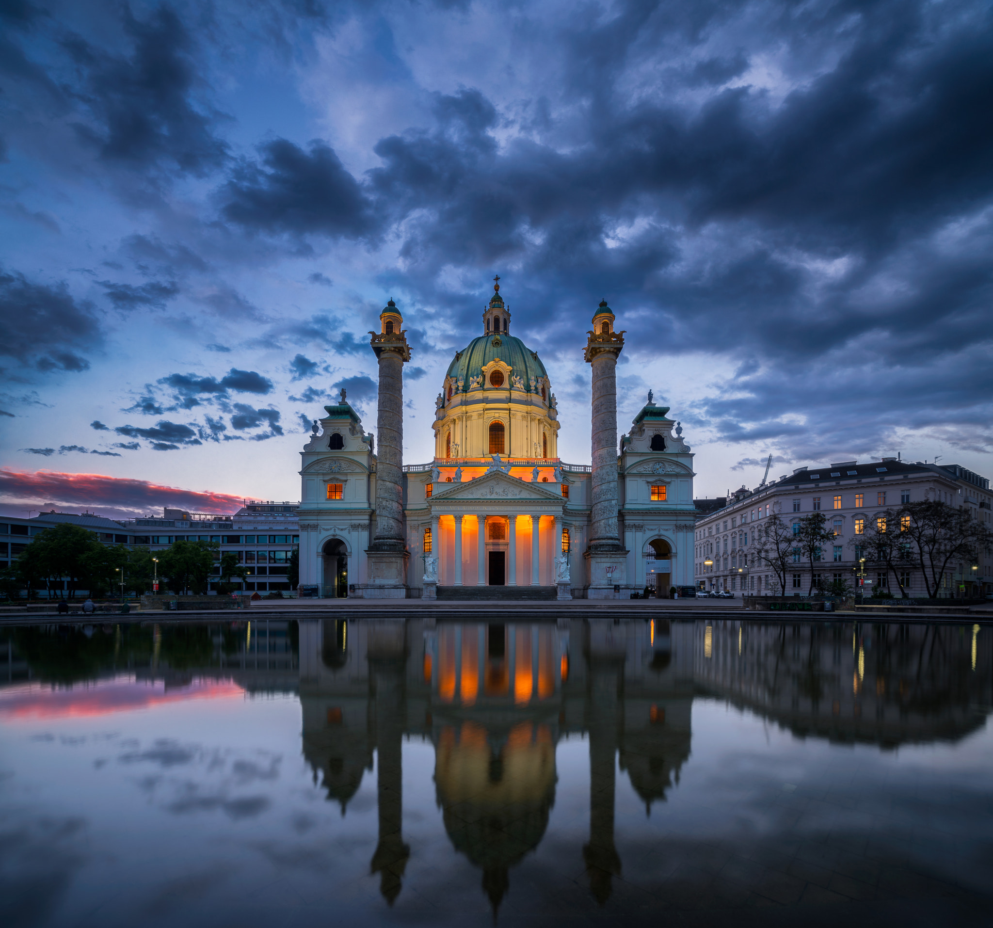 Sony a7R II + Sony Vario-Sonnar T* 16-35mm F2.8 ZA SSM sample photo. Karlskirche at sunset photography