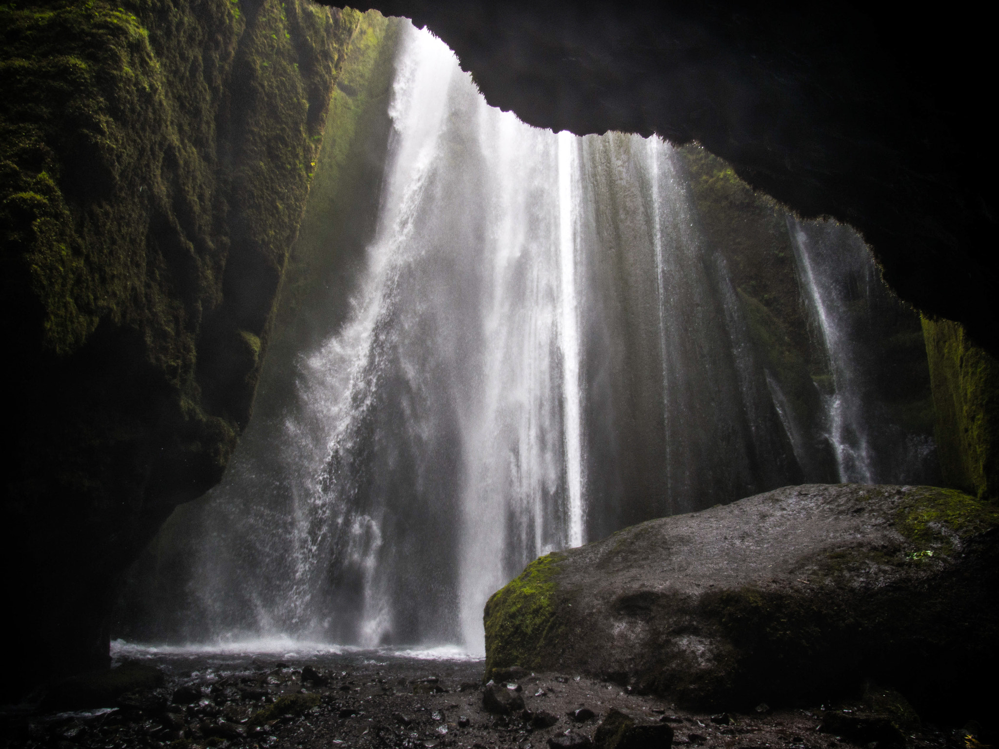 Panasonic Lumix G X Vario 12-35mm F2.8 ASPH Power OIS sample photo. A waterfall hidden in a cave- iceland photography