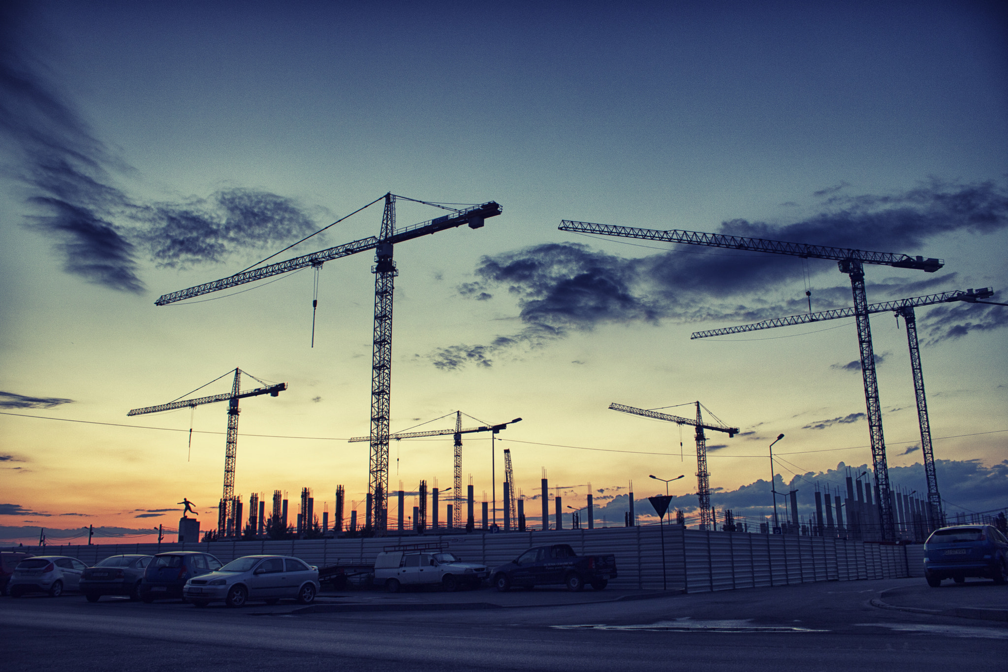 Canon EOS 750D (EOS Rebel T6i / EOS Kiss X8i) sample photo. Cranes at sunset photography