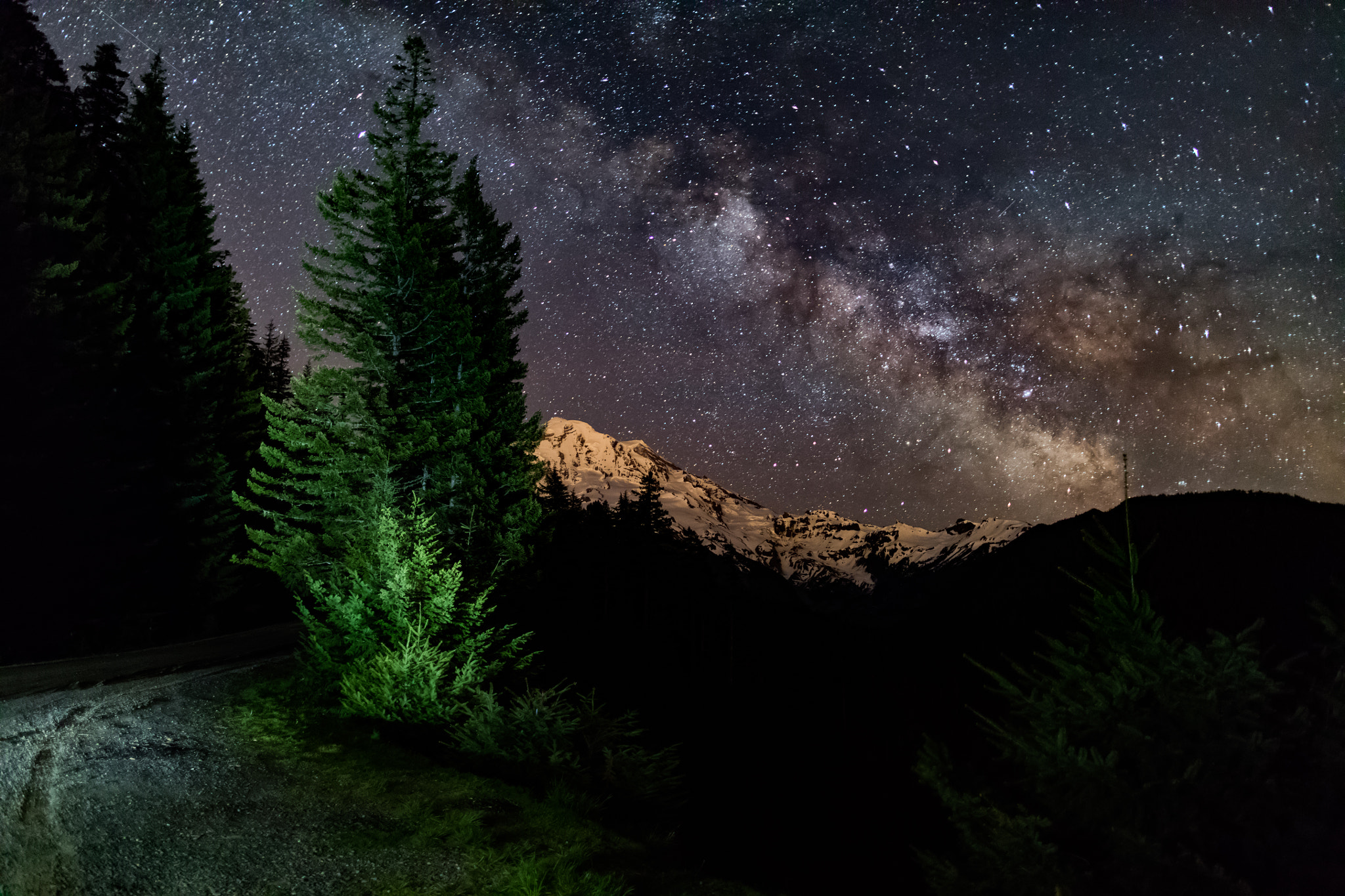 Canon EF 24mm F1.4L II USM sample photo. Mowich lake road milky way photography