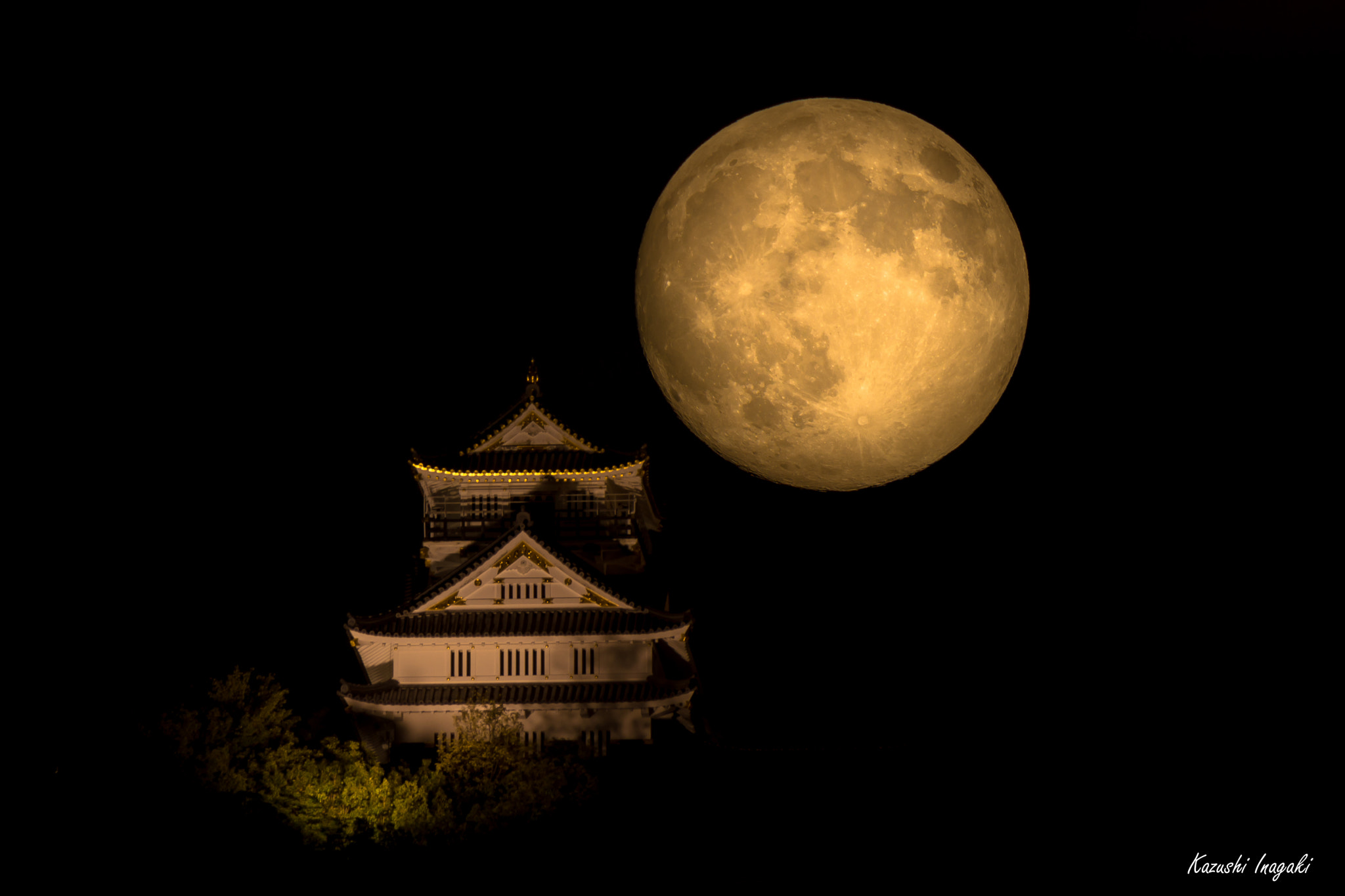 Sigma 150-500mm F5-6.3 DG OS HSM sample photo. 中秋の名月と岐阜城 photography