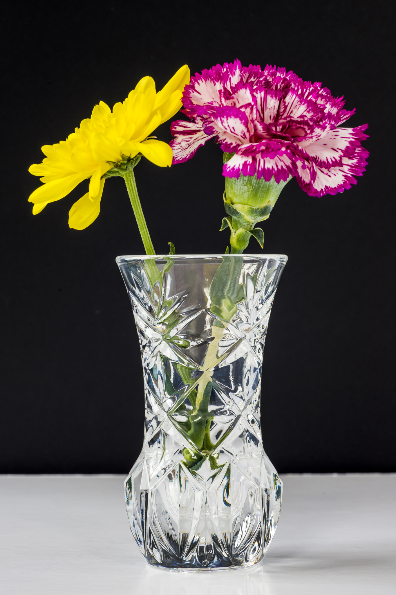 Sony a99 II + Minolta AF 100mm F2.8 Macro [New] sample photo. Chrysanthemums and carnation in a lead crysal vase. photography