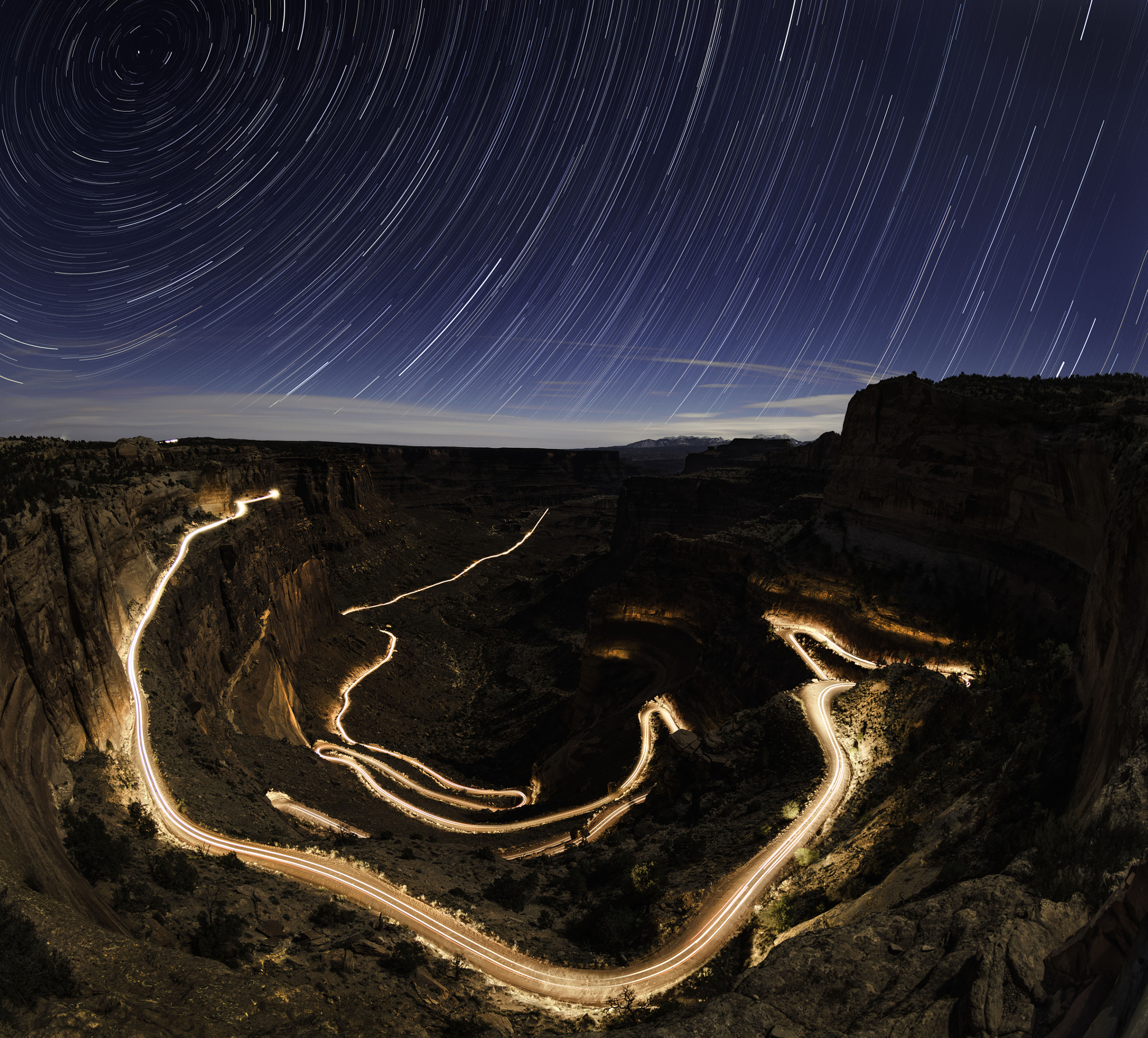 Canon EF 8-15mm F4L Fisheye USM sample photo. Shafer trail driven at night photography