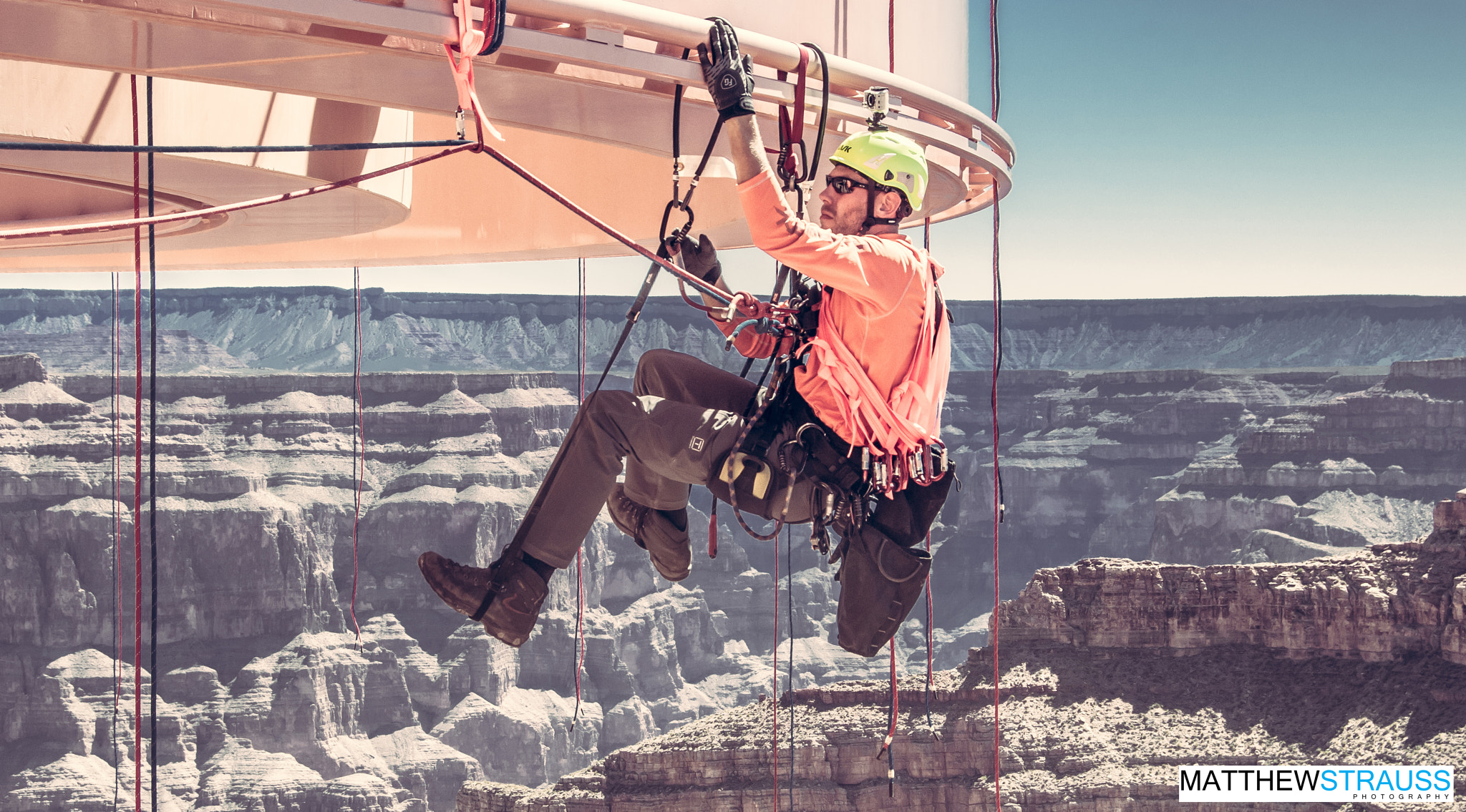 Nikon D300S + Nikon AF-S DX Nikkor 18-55mm F3.5-5.6G II sample photo. Rope access technician - grand canyon photography