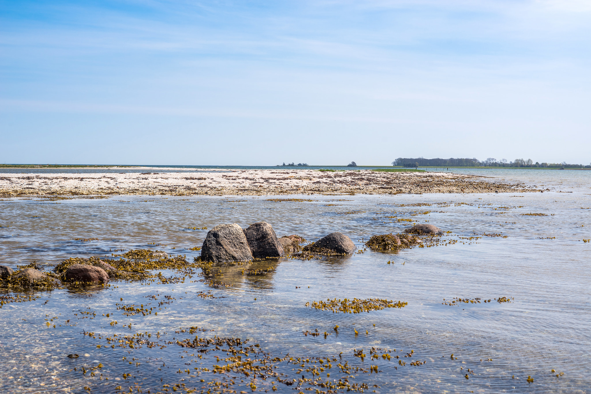 Sony a7R + Sony 50mm F1.4 sample photo. Seashore with rocks in the water photography