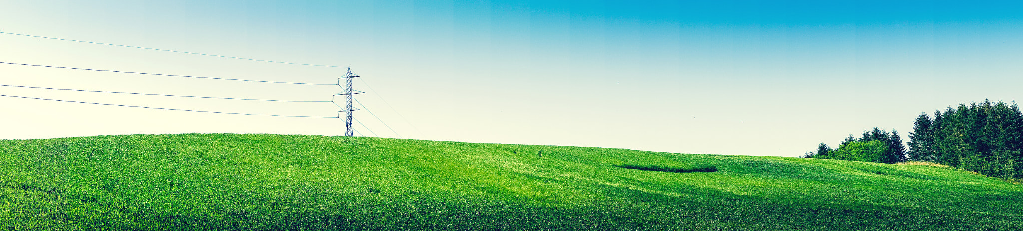 Sony a7R + Minolta AF 50mm F1.4 [New] sample photo. Panorama landscape with pylons and green trees photography