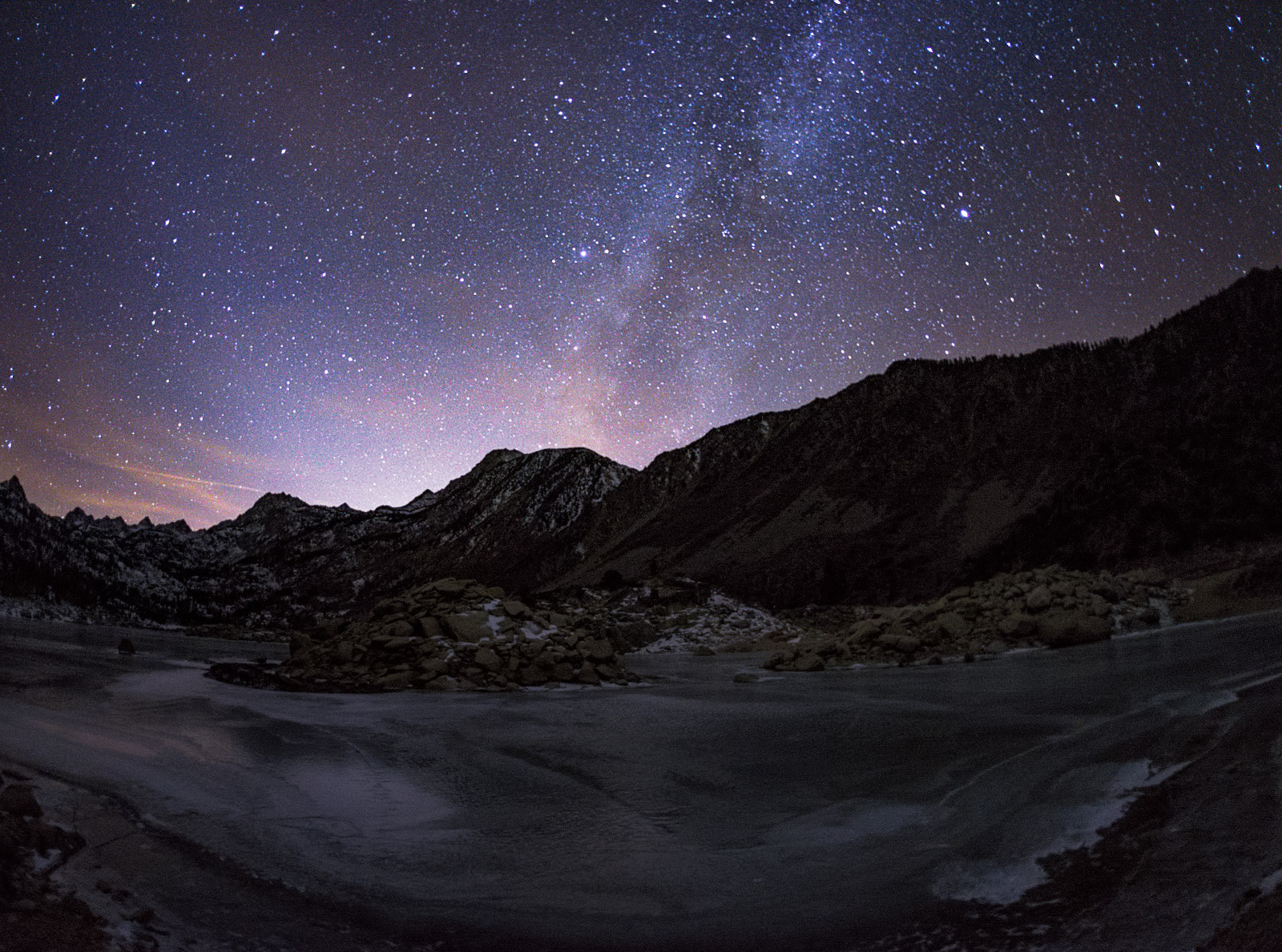 Nikon D600 + Sigma 15mm F2.8 EX DG Diagonal Fisheye sample photo. Milky way lake sabrina photography