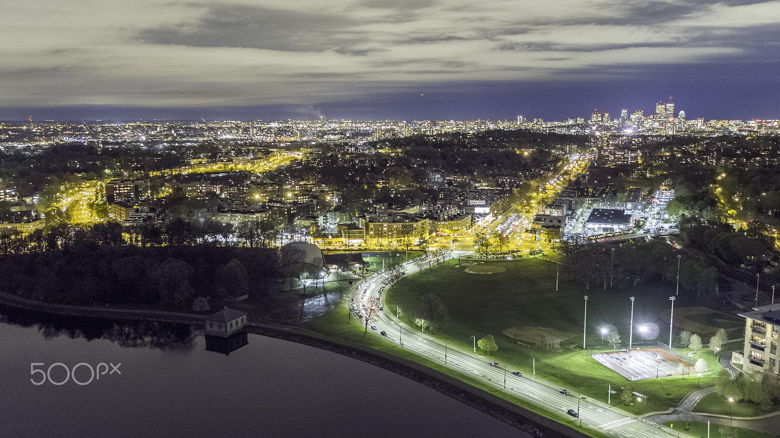 DJI FC550RAW + DJI MFT 15mm F1.7 ASPH sample photo. Cleveland circle at night hdr photography