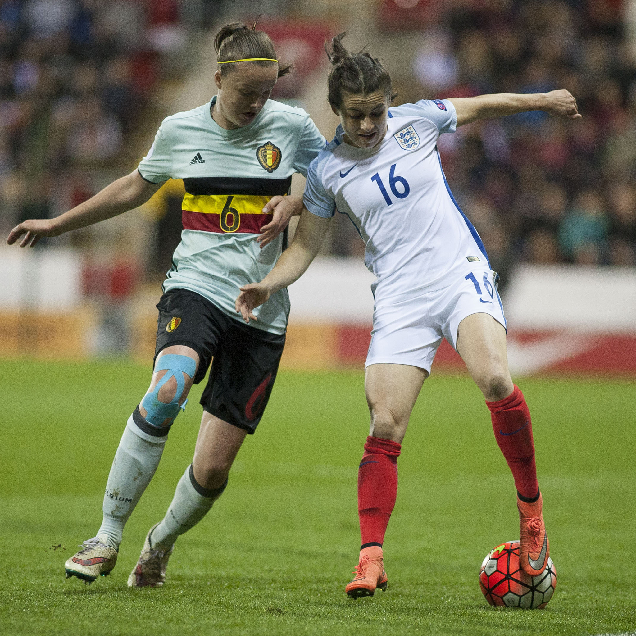 Canon EF 200mm f/1.8L sample photo. England women vs belgium women, uefa women's euro qualifier, football, rotherham, united kingdom... photography