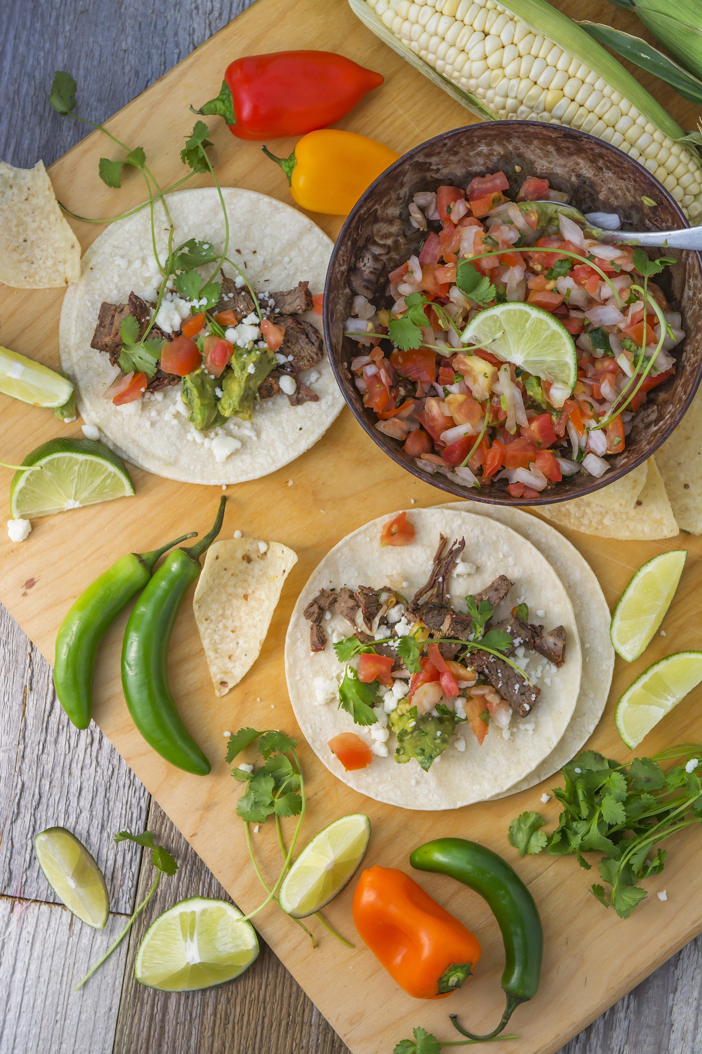 Nikon AF-S Nikkor 28-70mm F2.8 ED-IF sample photo. Tex-mex mexican food and ingredients for steak tacos photography