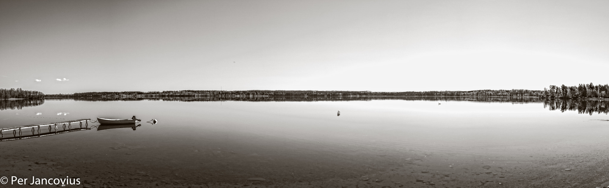 Canon EOS 40D sample photo. Vallsjön panorama bnw photography