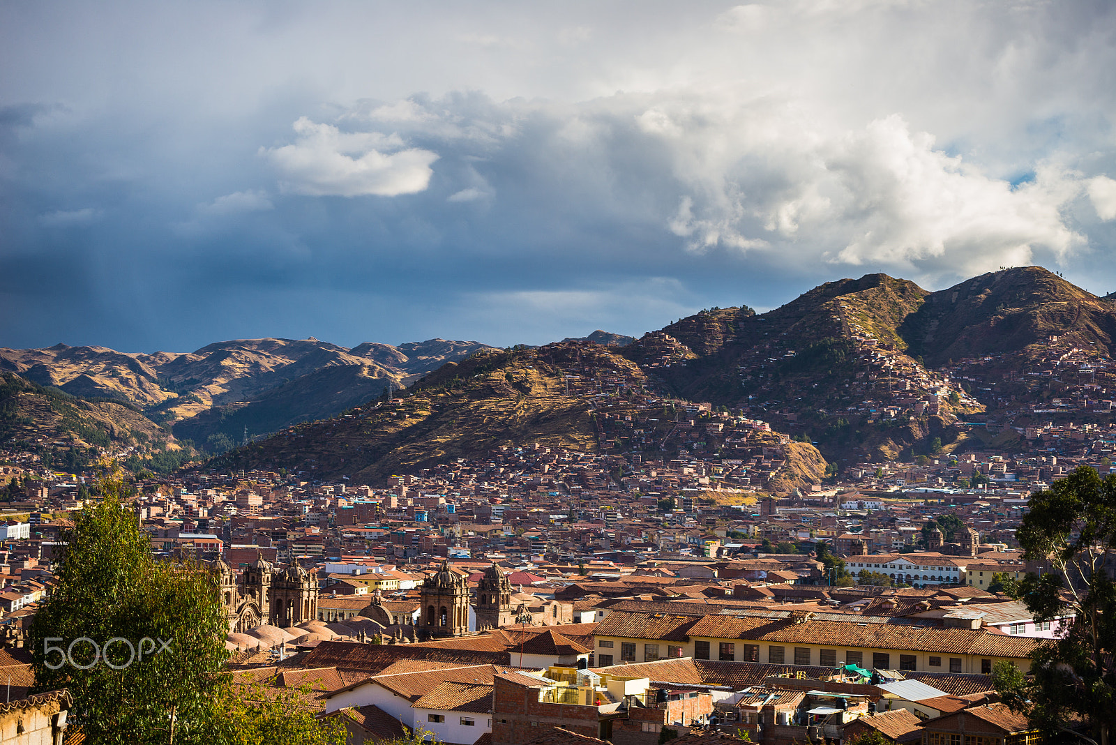 Nikon D610 + AF Zoom-Nikkor 28-70mm f/3.5-4.5D sample photo. Sunset over cusco, peru, with storm clouds photography