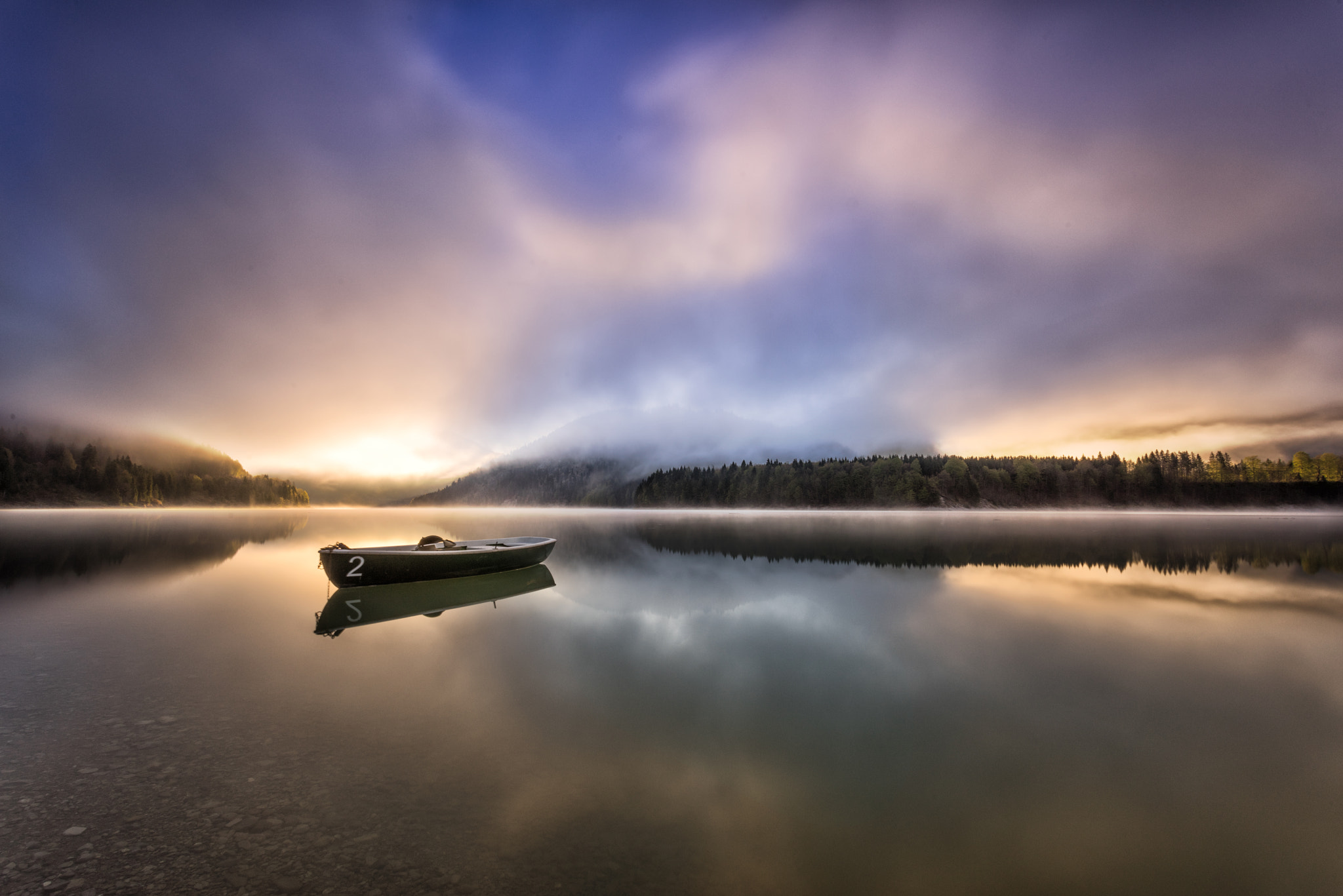 Sony a7R + Minolta AF 28-85mm F3.5-4.5 New sample photo. Sunrise @lake sylvensteinspeicher photography