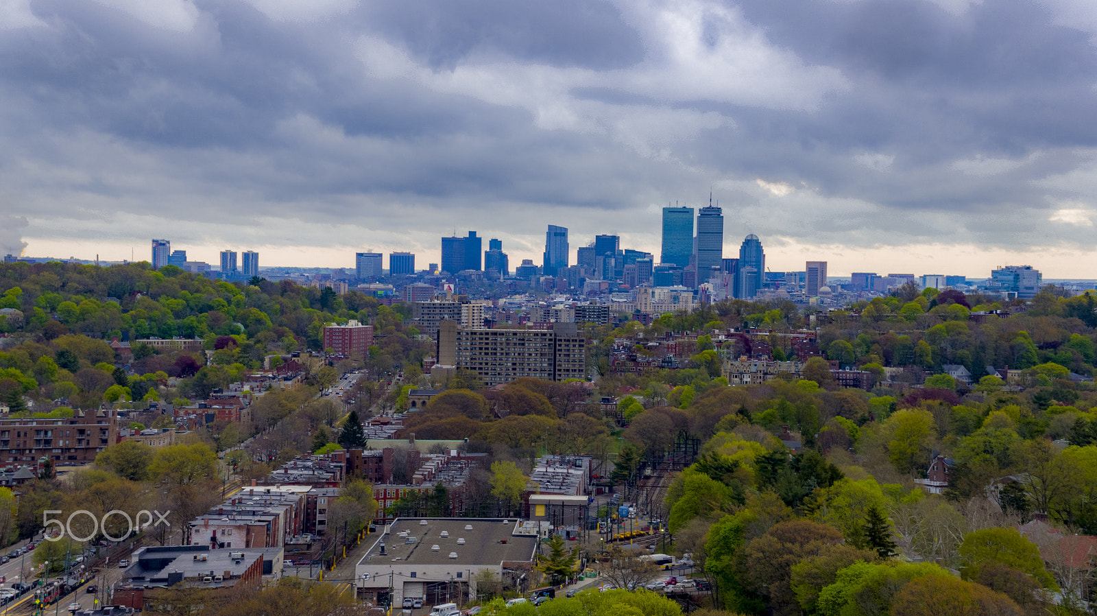 DJI FC550RAW sample photo. Drone view of boston from cleveland circle photography