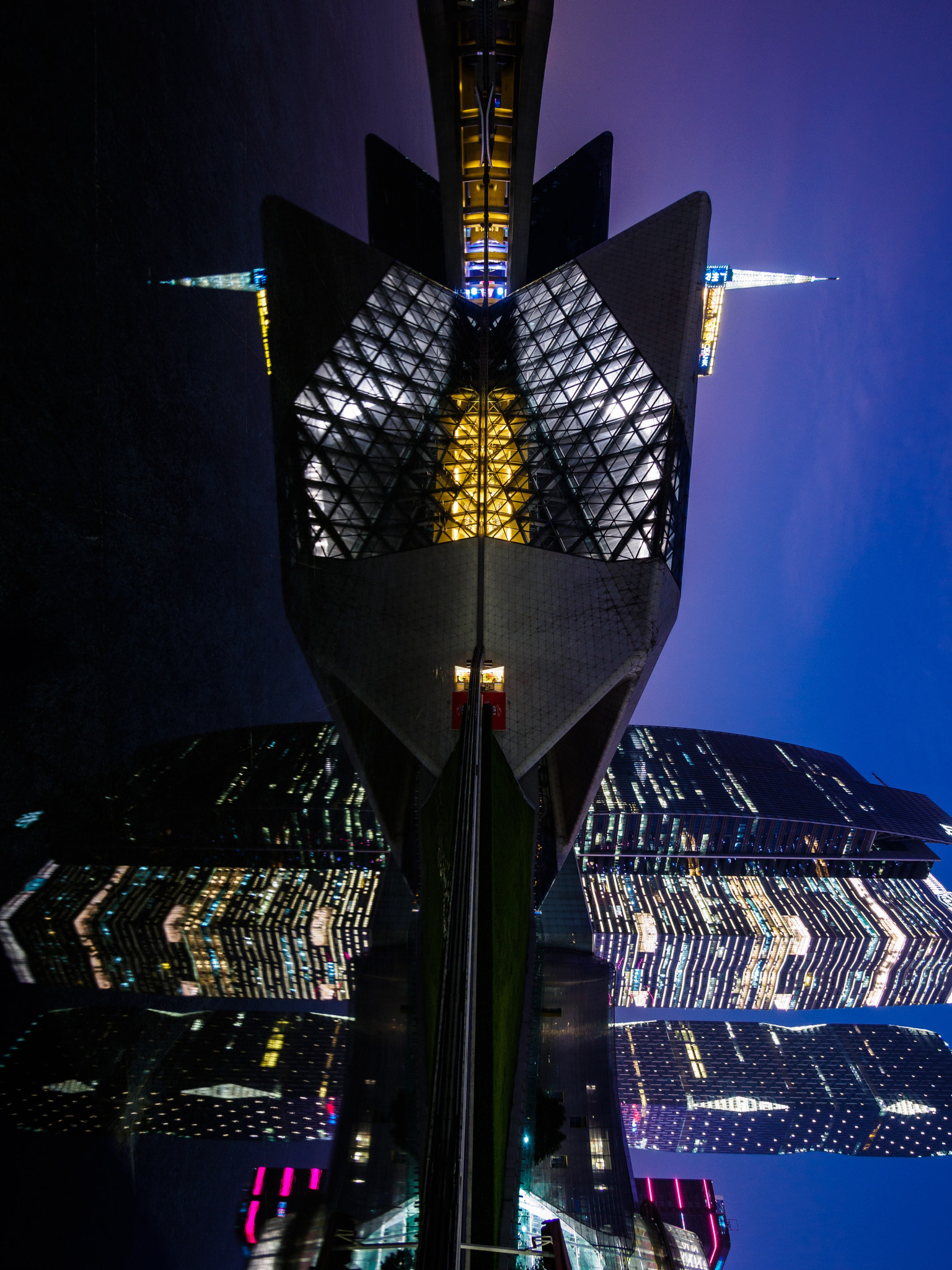 Olympus PEN E-P5 + Panasonic Lumix G Vario 7-14mm F4 ASPH sample photo. Architectron (guangzhou opera house's rotated image and water reflection) photography