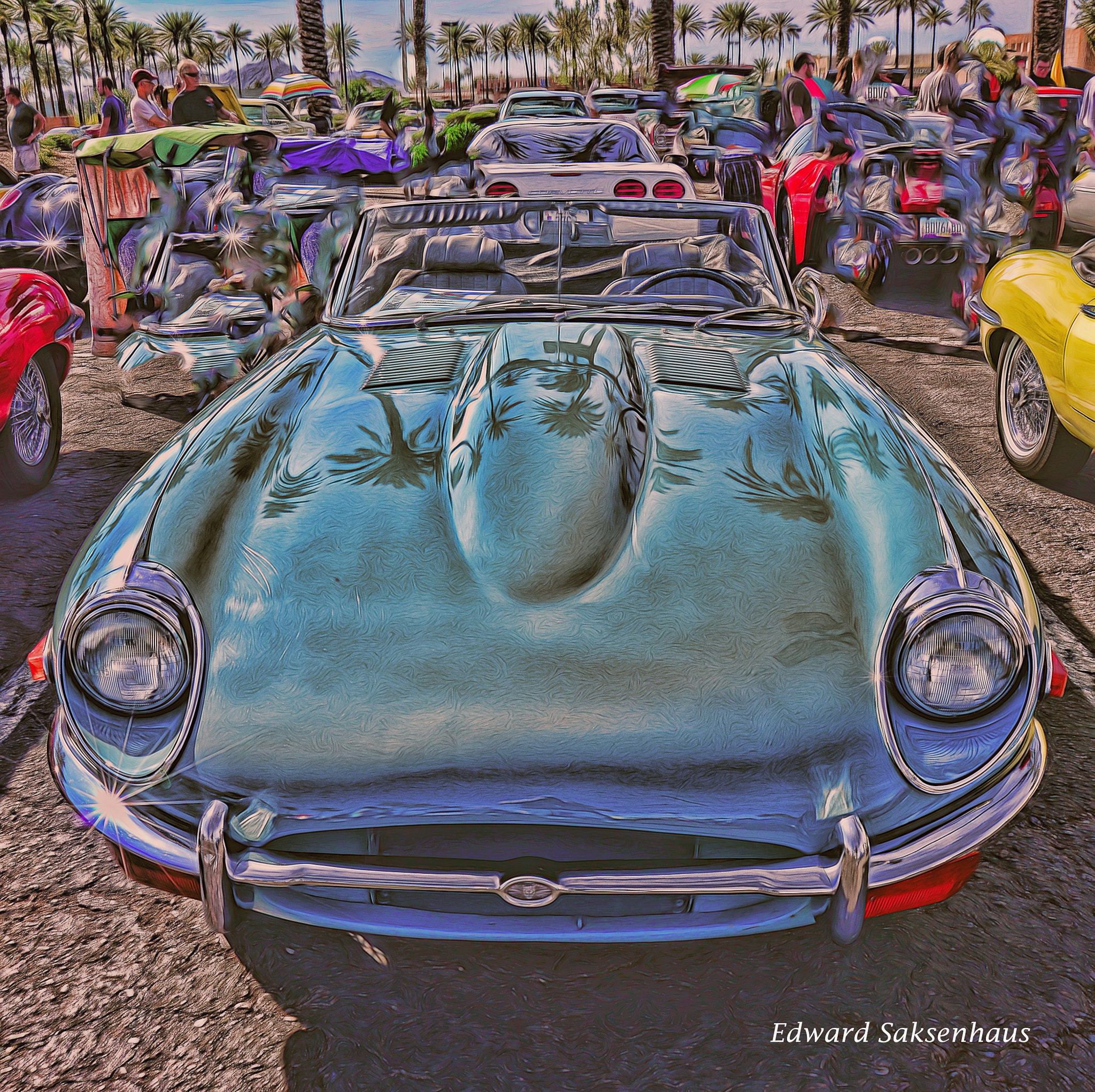 AF Zoom-Nikkor 24-120mm f/3.5-5.6D IF sample photo. Light blue jaguar at car show. photography