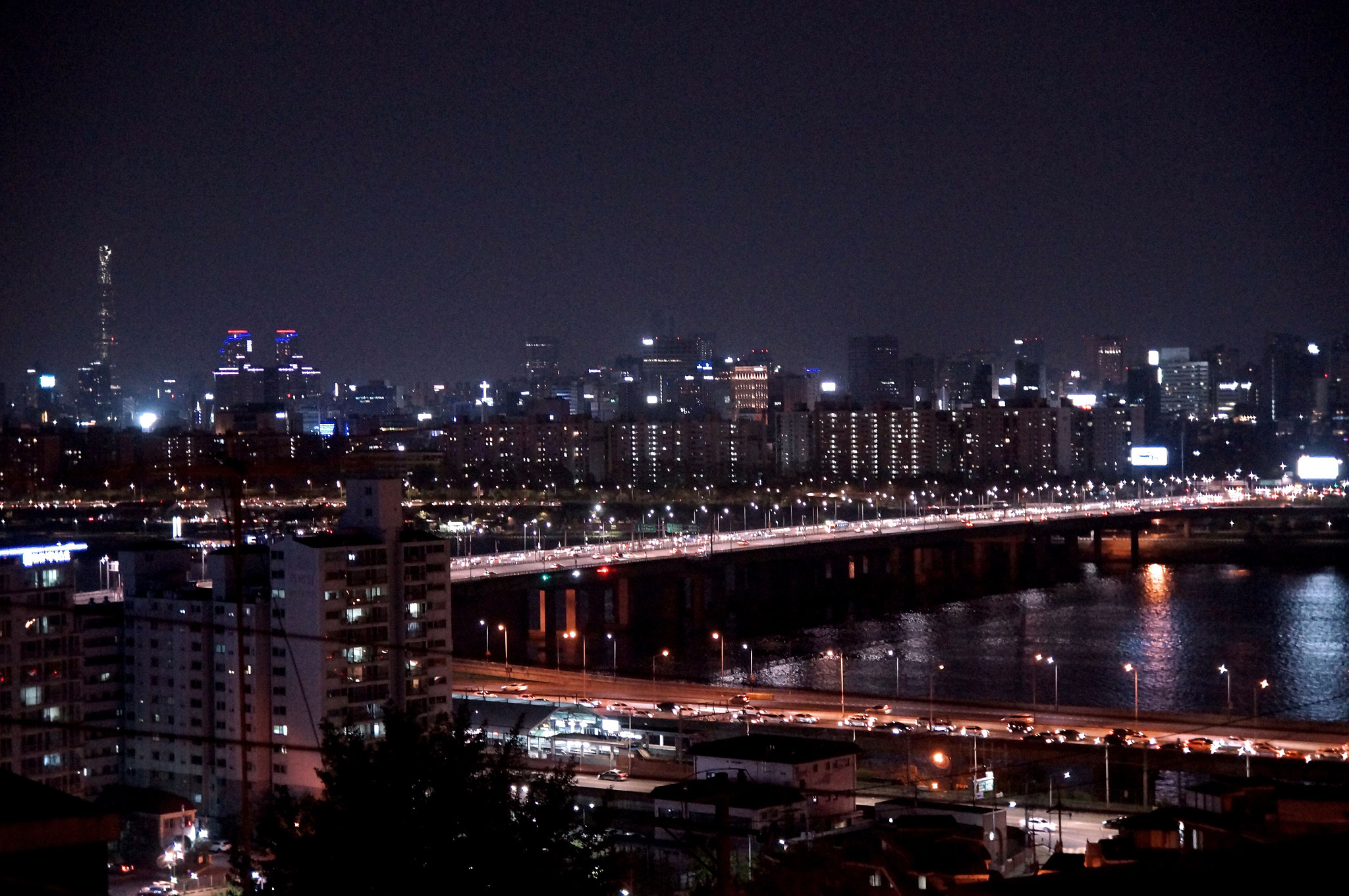 Sony SLT-A57 sample photo. A night view of bridge in seoul photography