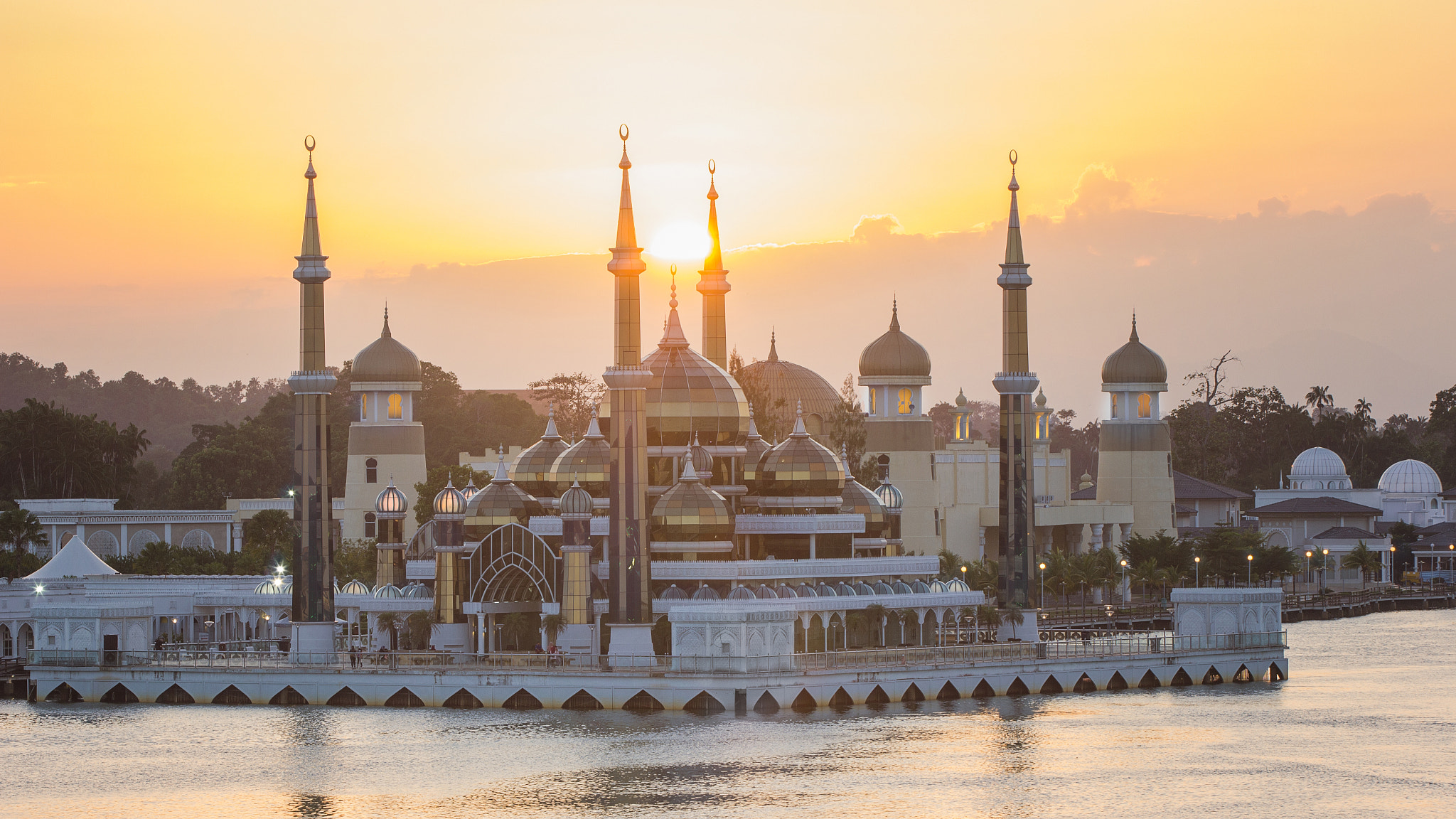 Canon EF 70-200mm F2.8L IS II USM sample photo. Crystal mosque with morning sunrise in kuala terengganu photography