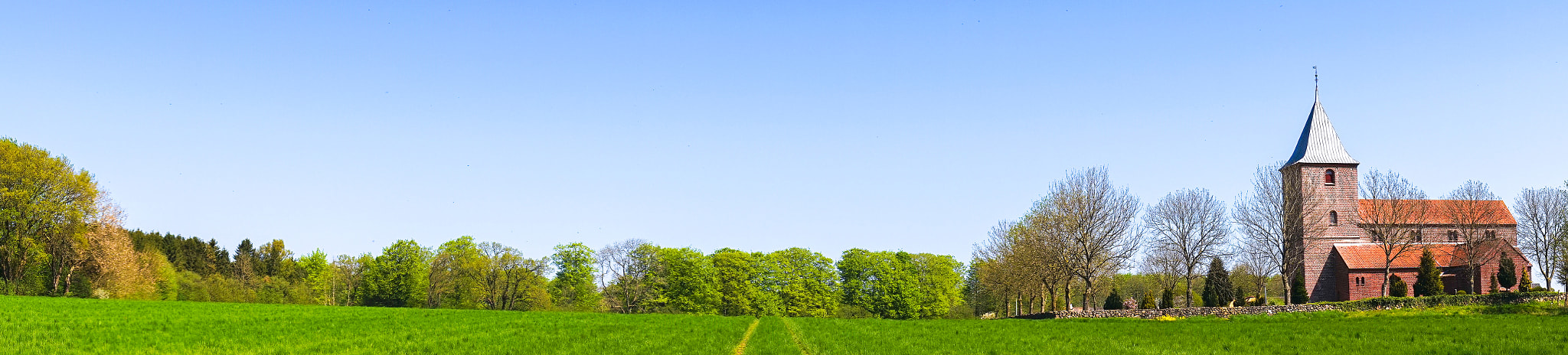 Sony a7R + Minolta AF 50mm F1.4 [New] sample photo. Panorama landscape with a church photography
