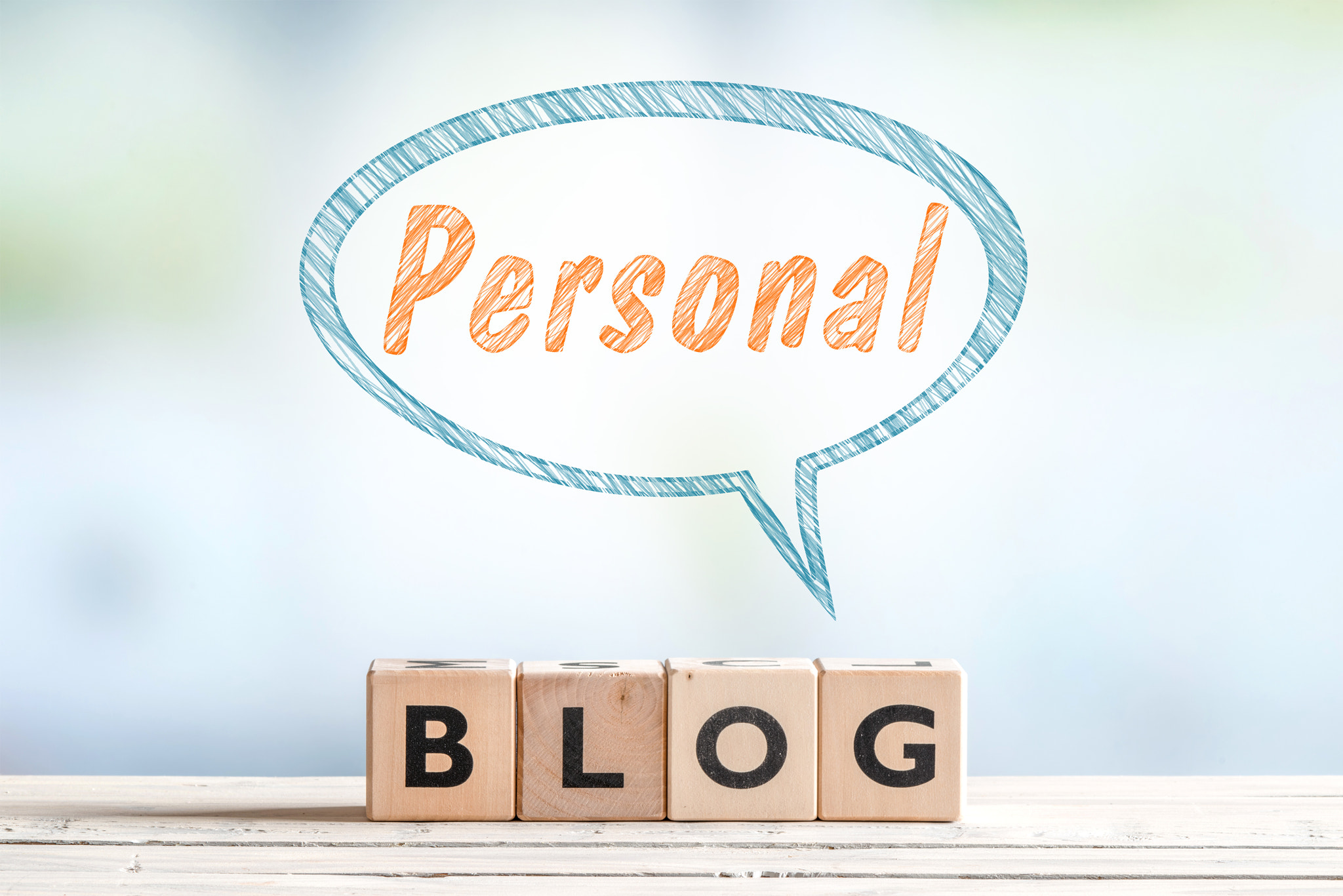 Personal blog sign with a sketch talk bubble