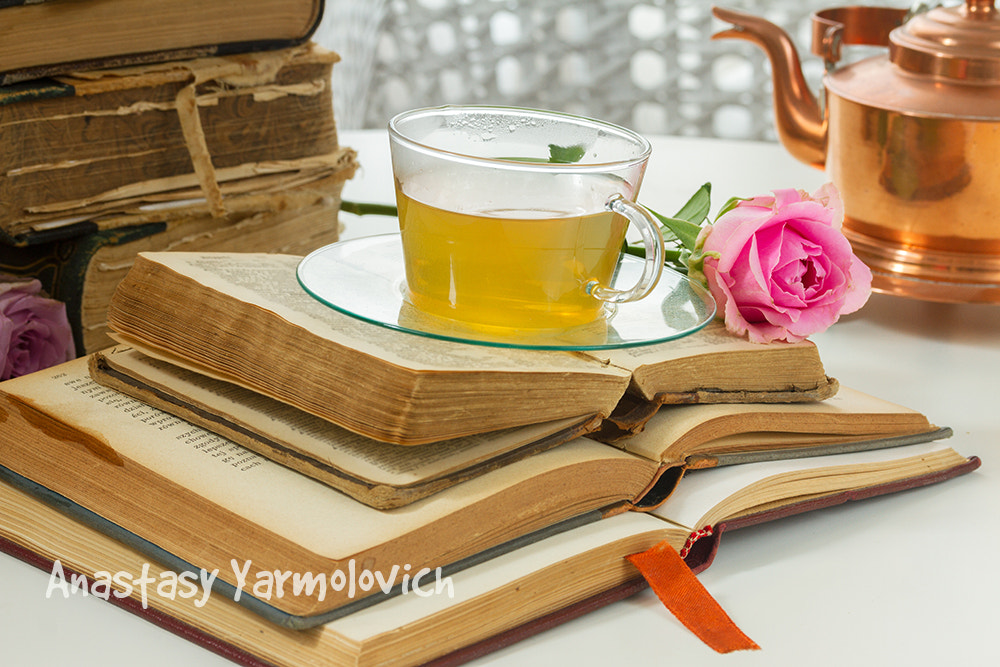 Cup of tea with books