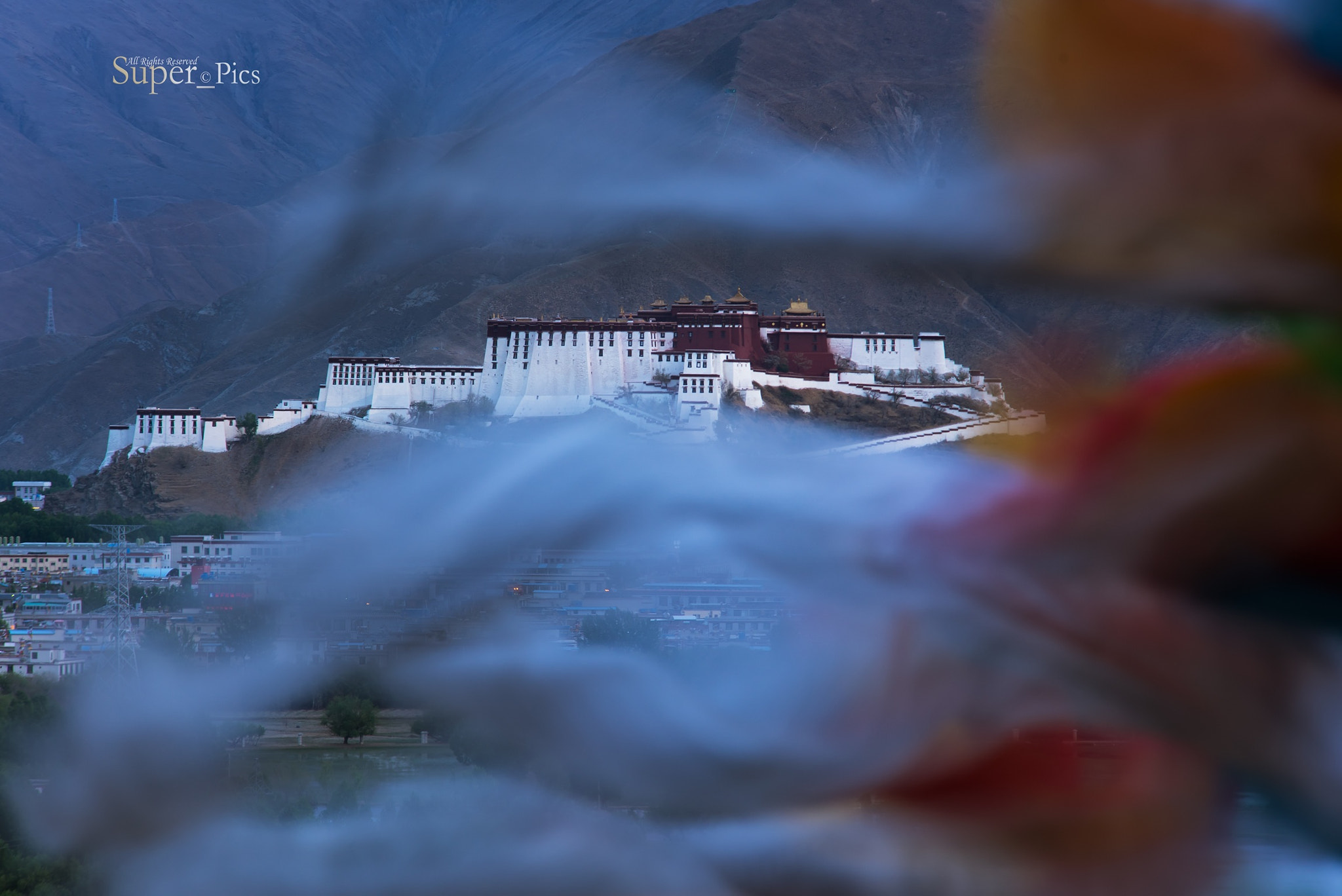 Nikon D810 + AF Zoom-Nikkor 70-210mm f/4 sample photo. The prayer flags dancing with the potala palace photography