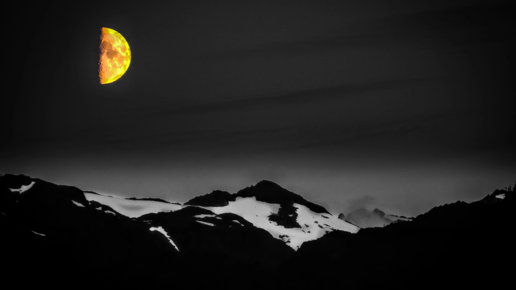 Canon EOS 7D + Canon EF 70-200mm F2.8L IS USM sample photo. Half moon over glacier bay :: ak photography