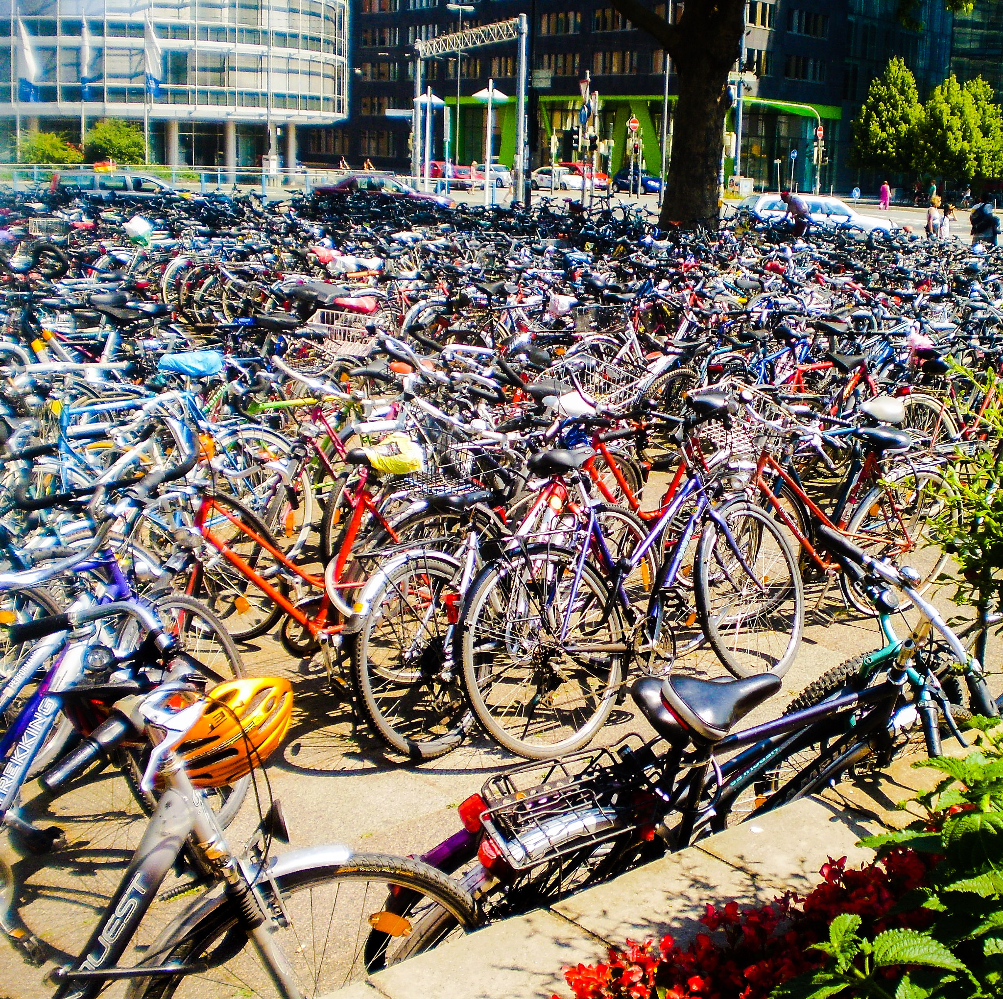 Olympus FE20,X15,C25 sample photo. Heidelberg bicycle parking lot photography