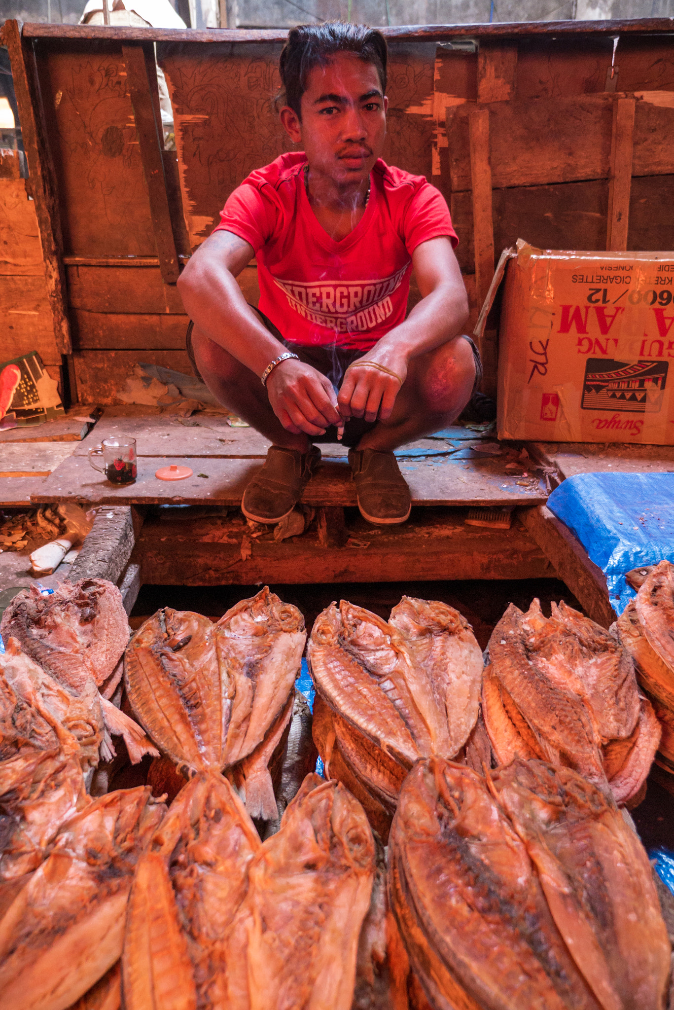 Panasonic Lumix DMC-GX7 sample photo. Fish vendor photography