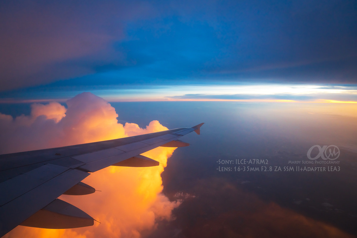 Sony Vario-Sonnar T* 16-35mm F2.8 ZA SSM II sample photo. Sunset on the plane! photography