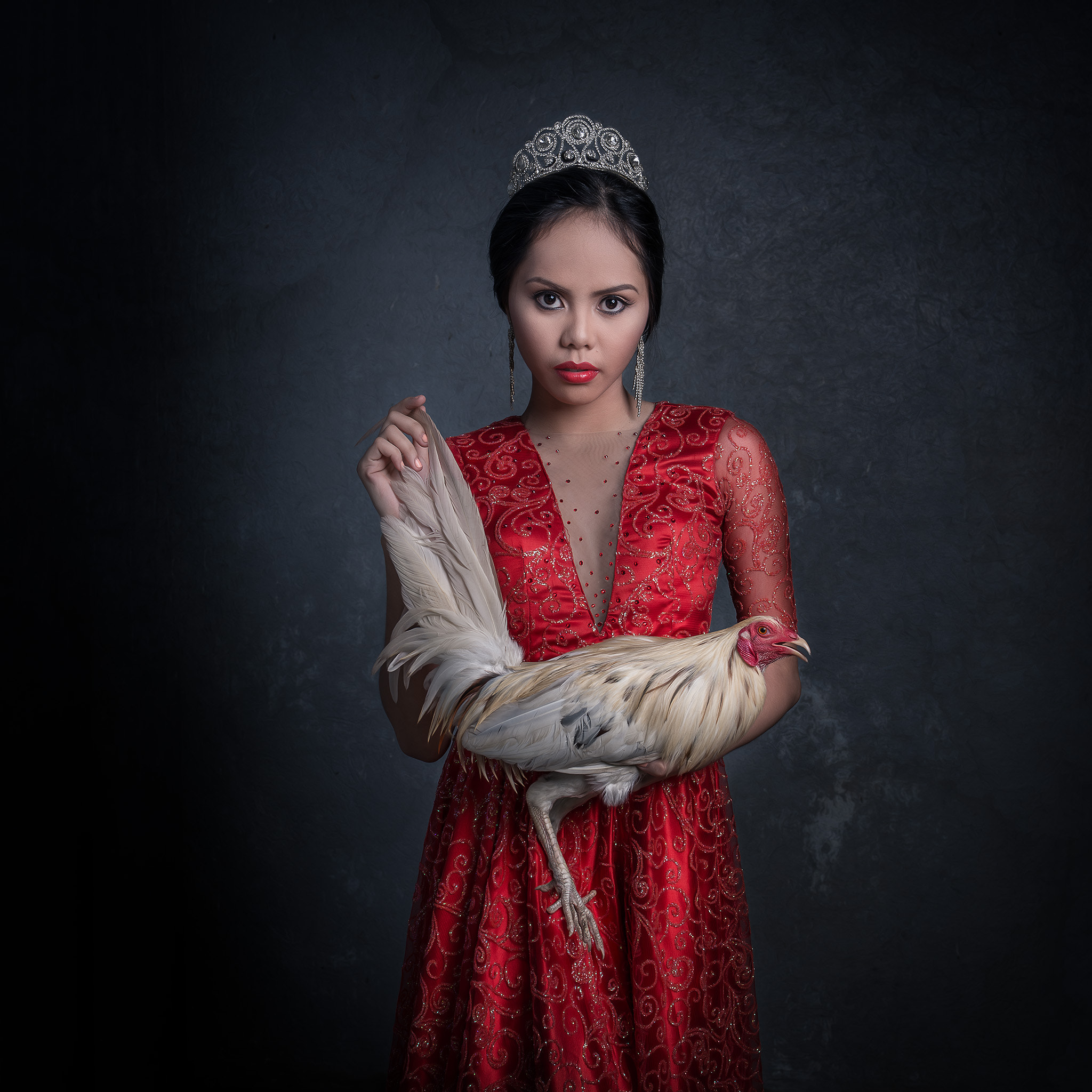 Nikon D800 + Tamron SP 35mm F1.8 Di VC USD sample photo. Filipina with fighting rooster photography