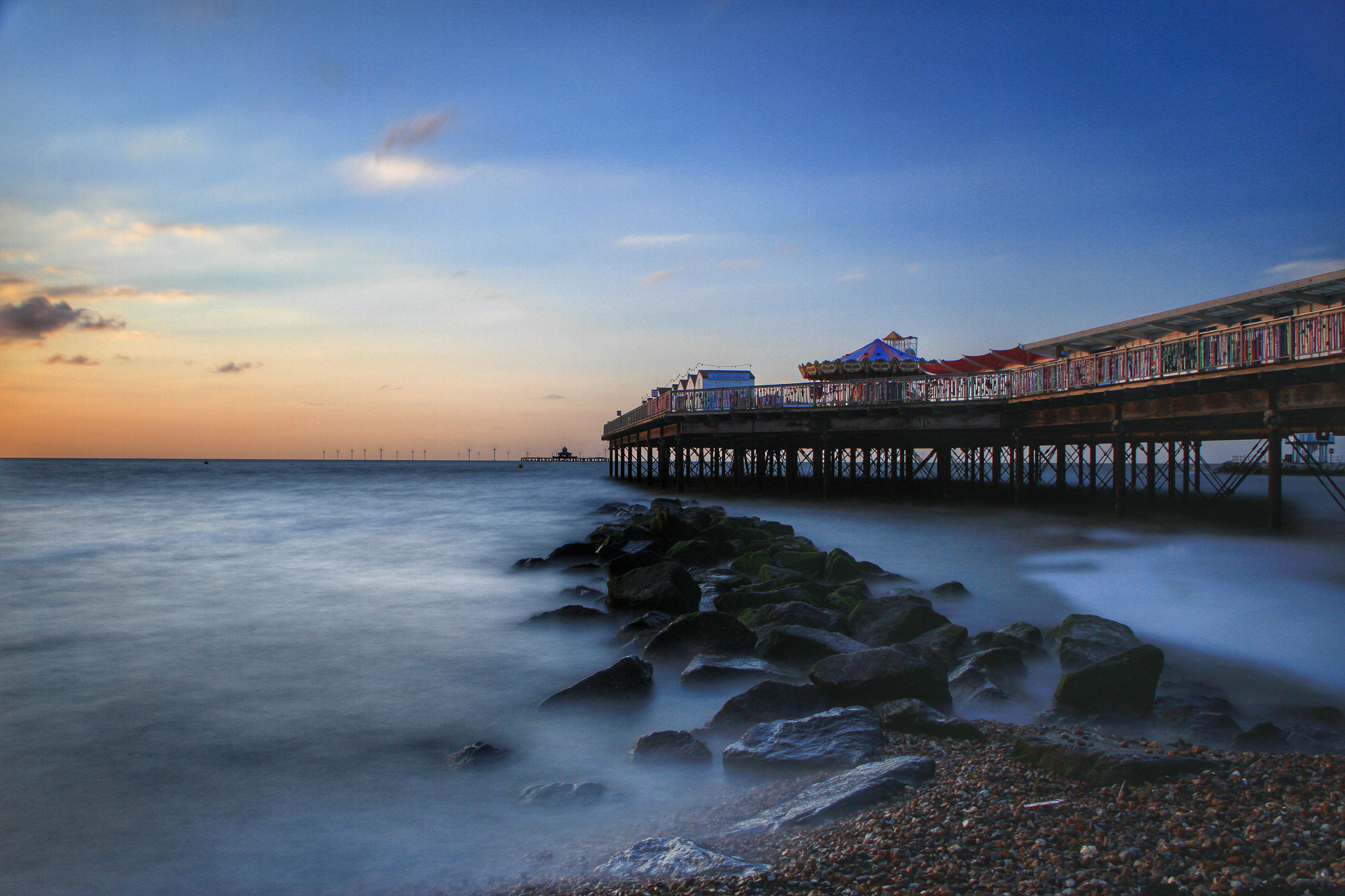 Canon EOS 7D + Canon 18-270mm sample photo. Sunset at herne bay pier photography