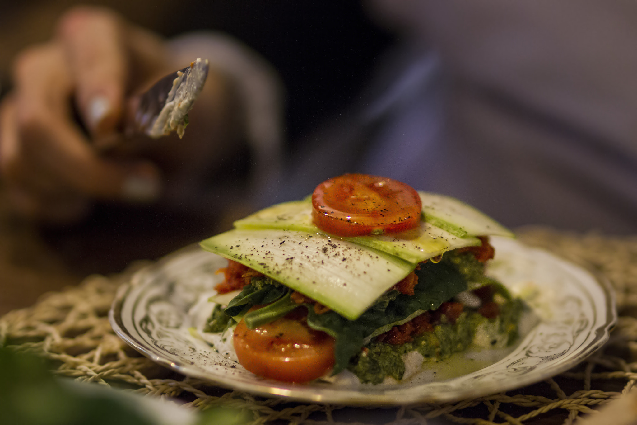 Sigma 85mm F1.4 EX DG HSM sample photo. ..raw vegan lasagna.. photography