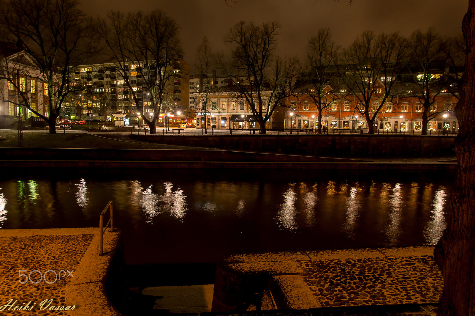 Pentax K-r sample photo. Turkku, river in night. photography