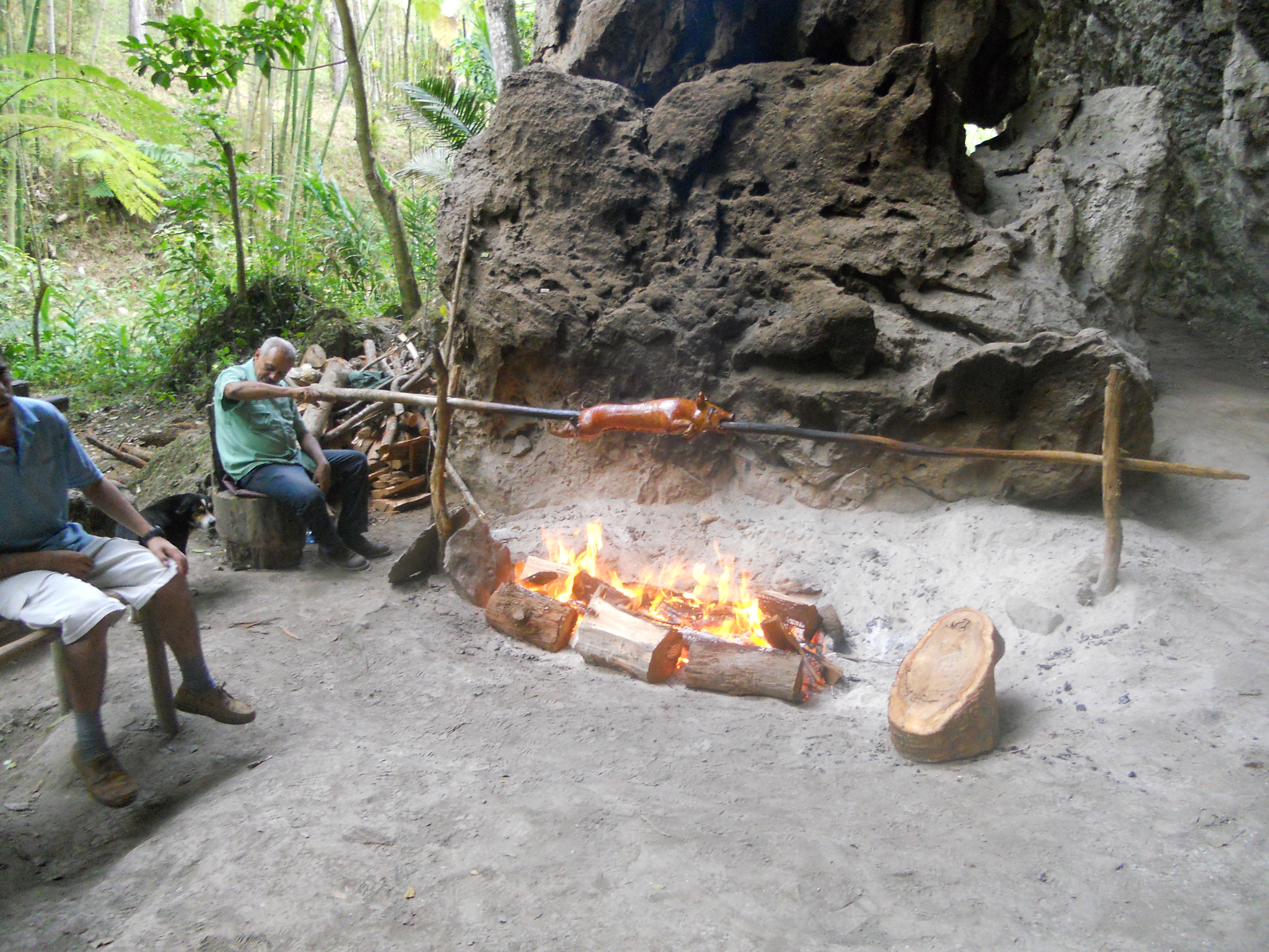 Nikon COOLPIX S2550 sample photo. After a short hike when we got back near to the camp they were cooking this pig for us. photography