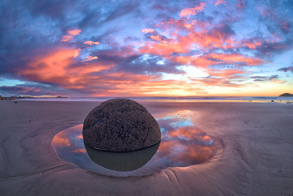 Nikon D810 + Nikon AF Fisheye-Nikkor 16mm F2.8D sample photo. Moeraki boulders photography