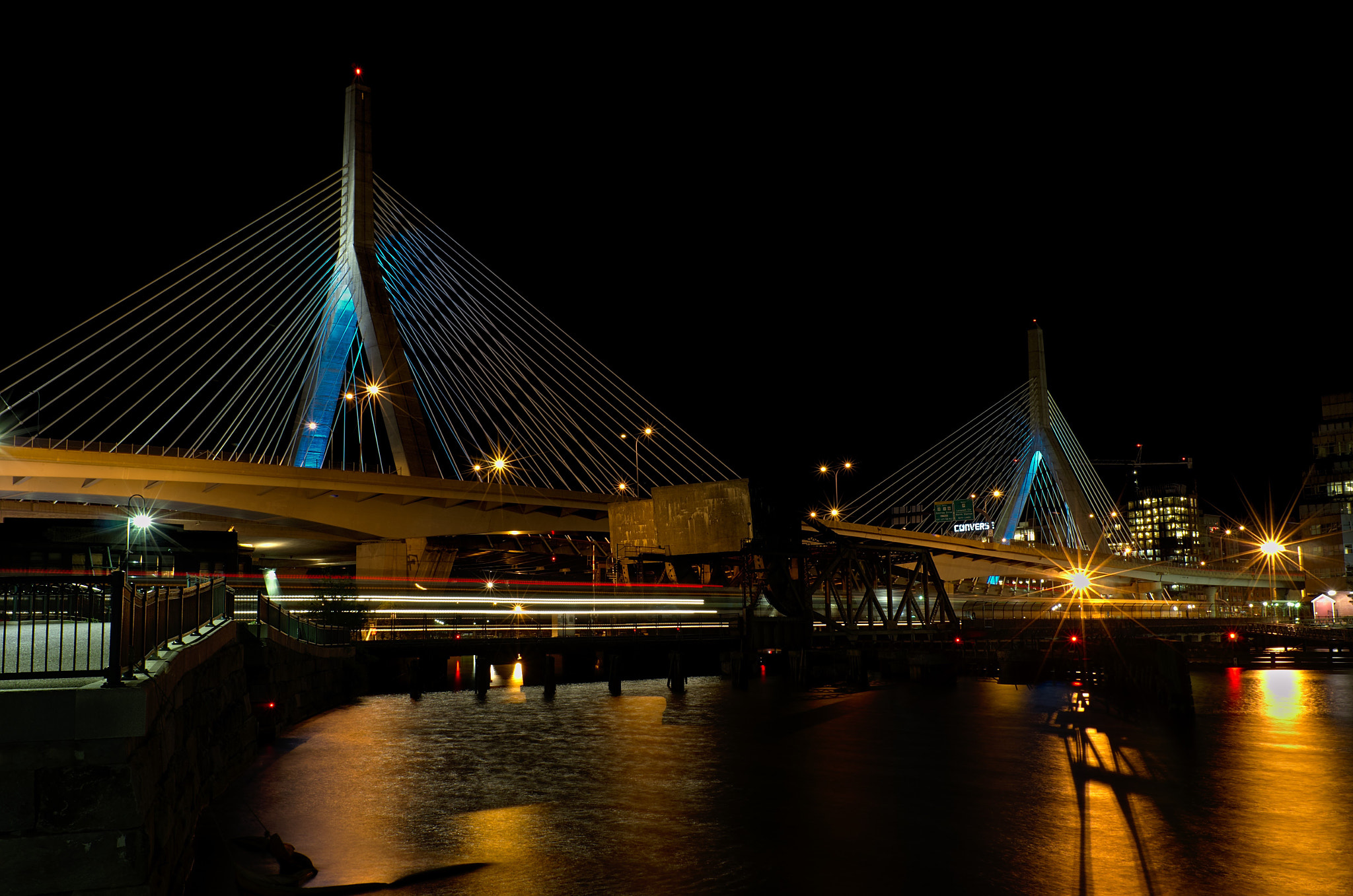 Manual Lens No CPU sample photo. Zakim bridge at night, boston, ma photography