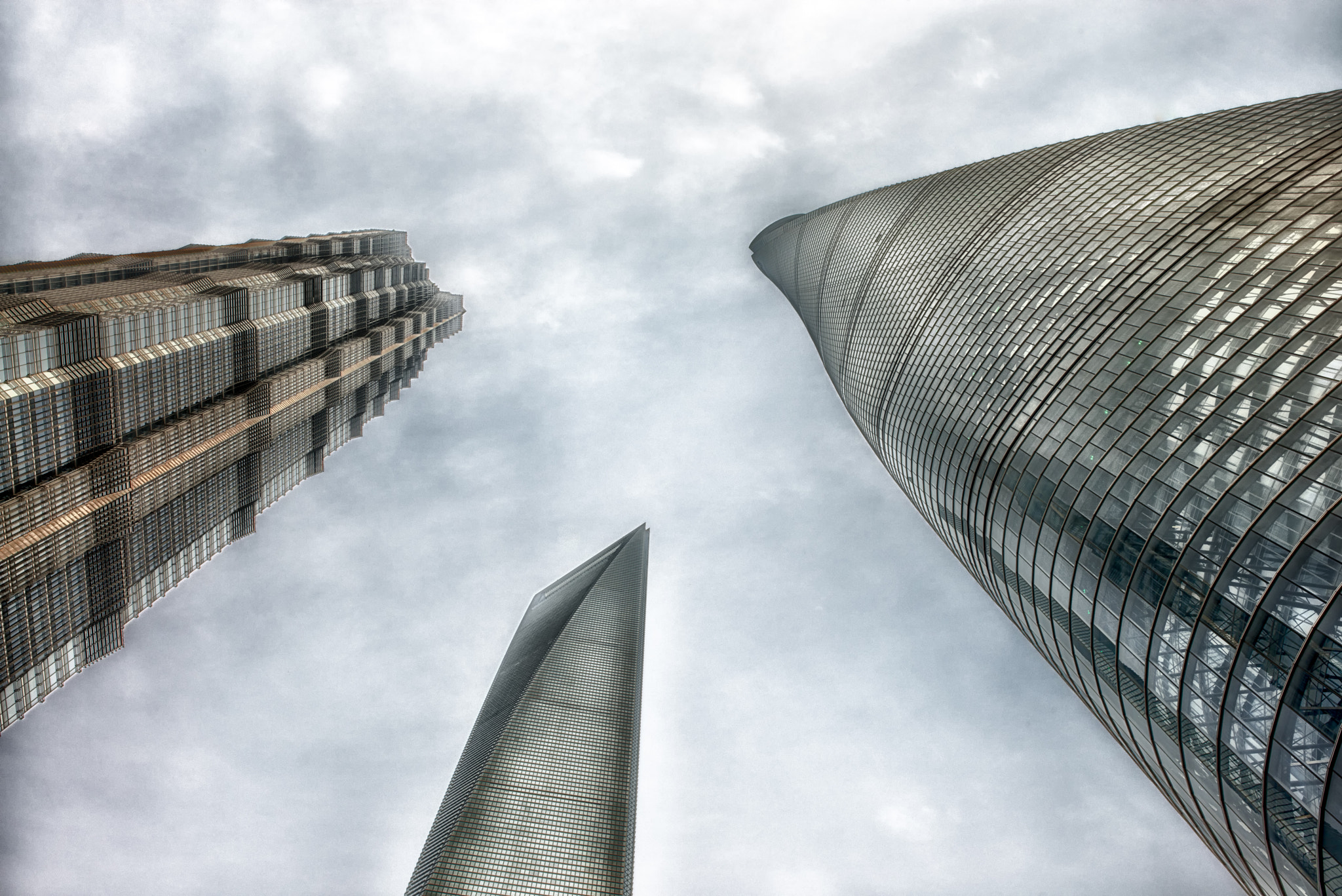 Nikon AF-S Nikkor 24mm F1.8G ED sample photo. Bottom up shanghai three towers photography