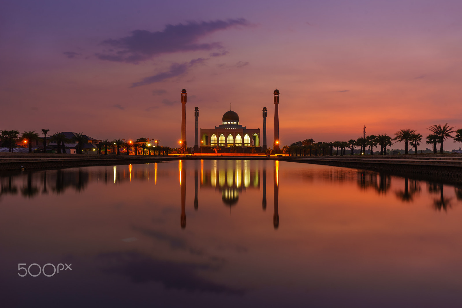 Sony a7 II + Canon EF 16-35mm F4L IS USM sample photo. Mosque twilight photography