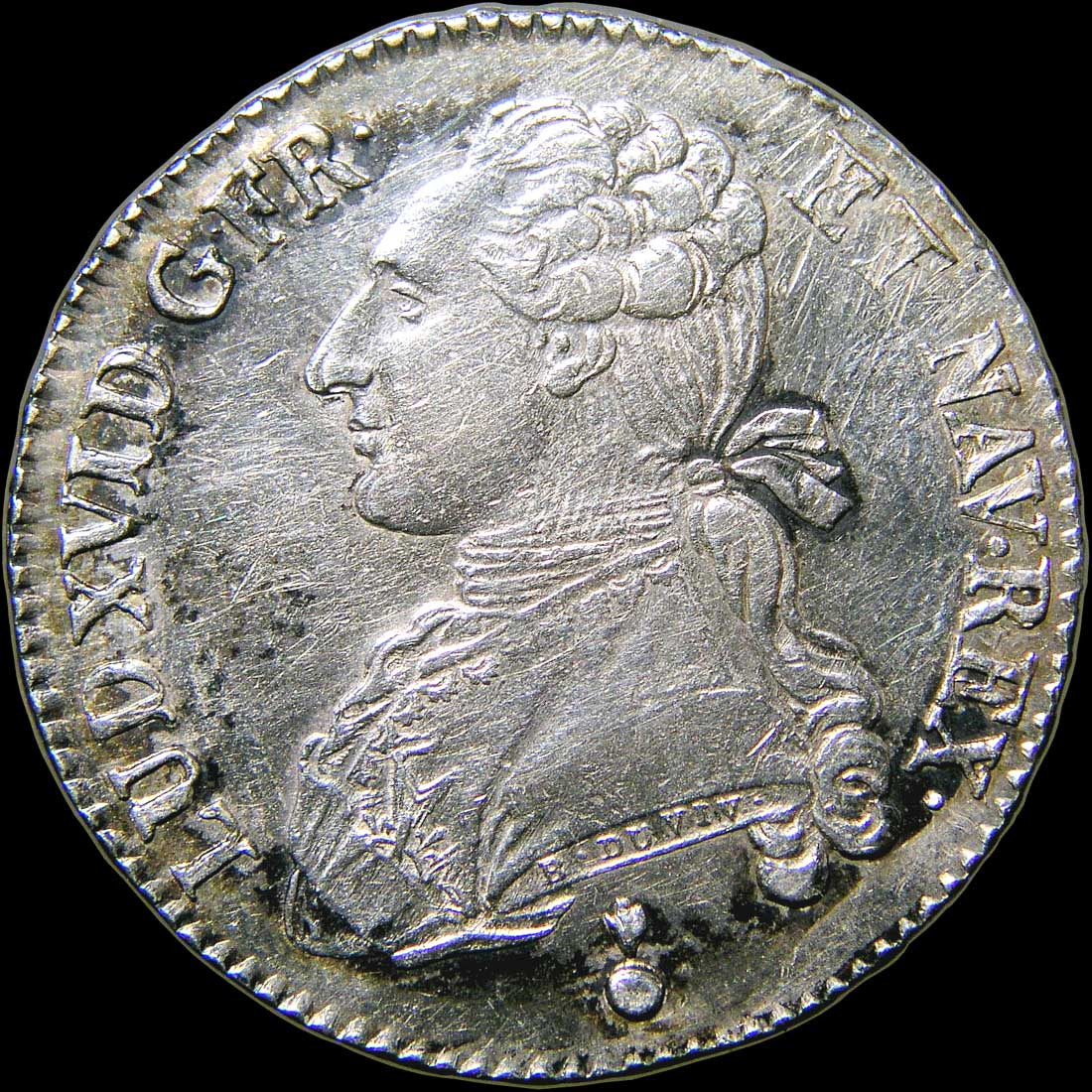 Olympus C5050Z sample photo. 1790 demi-ecu, france, 33mm, silver. stylized bust of louis xvi, left. photography