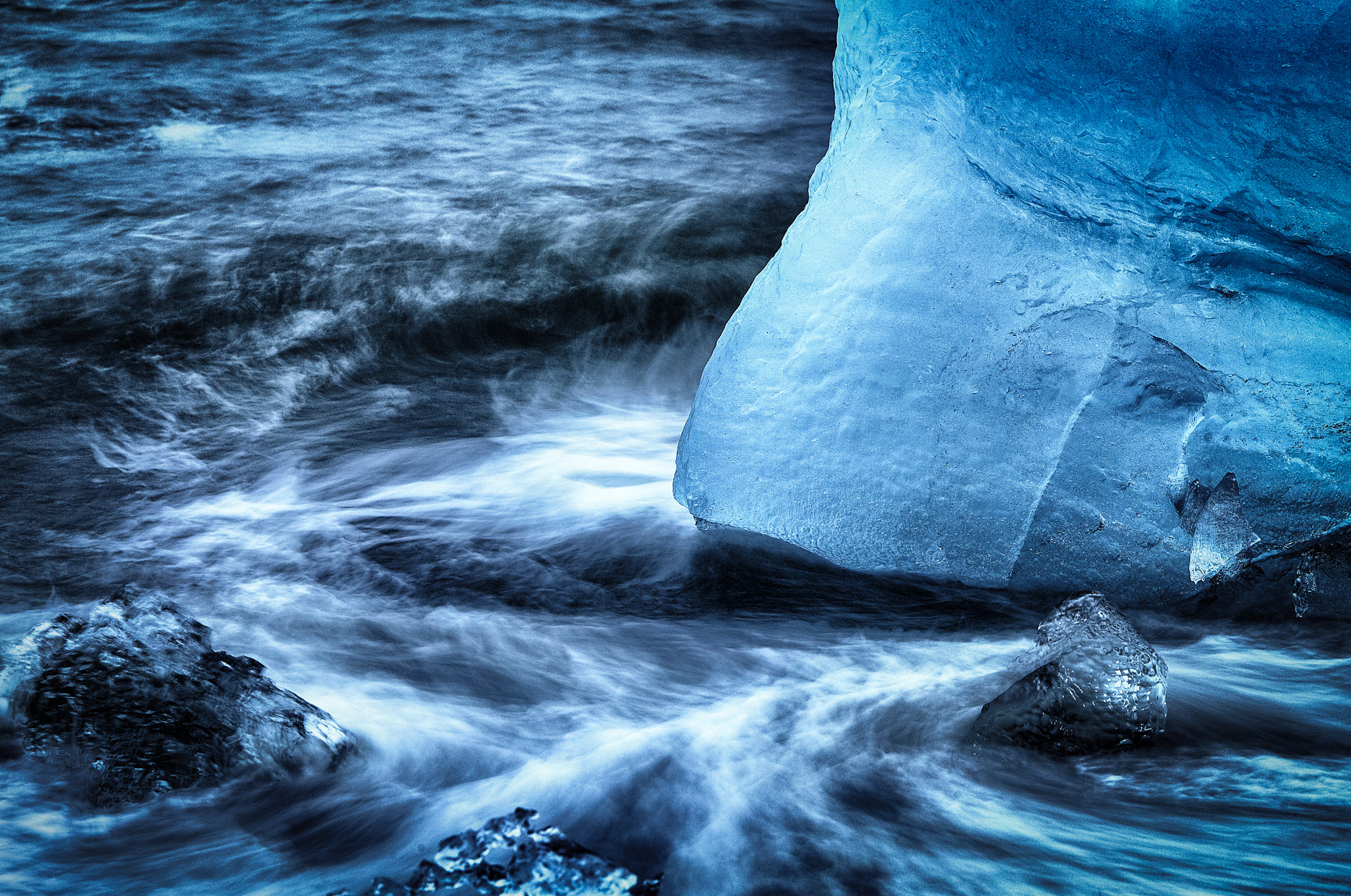 Phase One IQ260 sample photo. Ice water flow, iceland photography