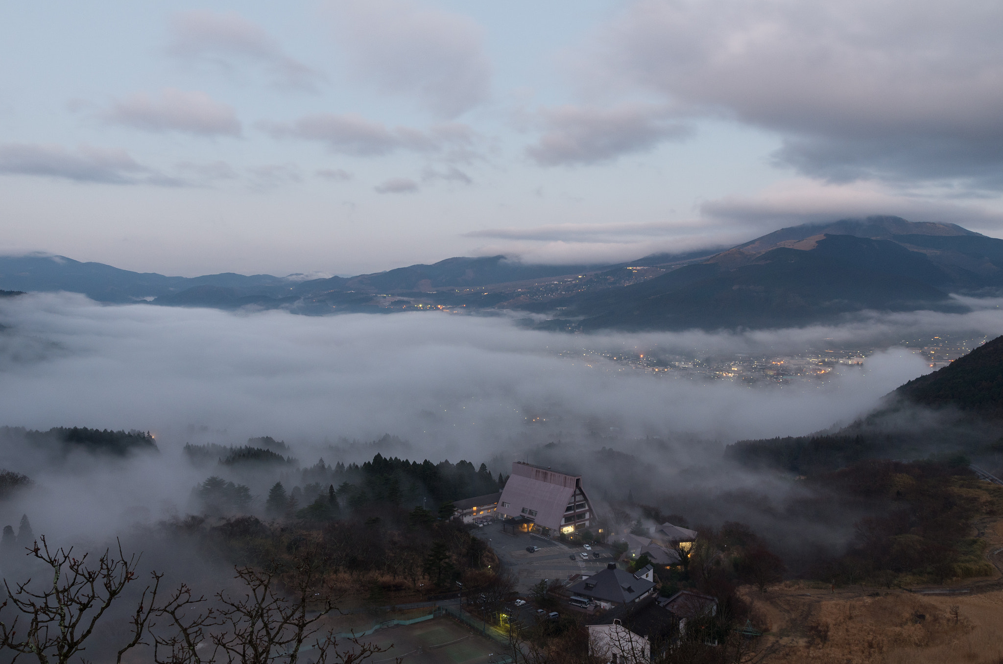 Pentax K-5 IIs sample photo. Yufuin covered by a morning fog photography