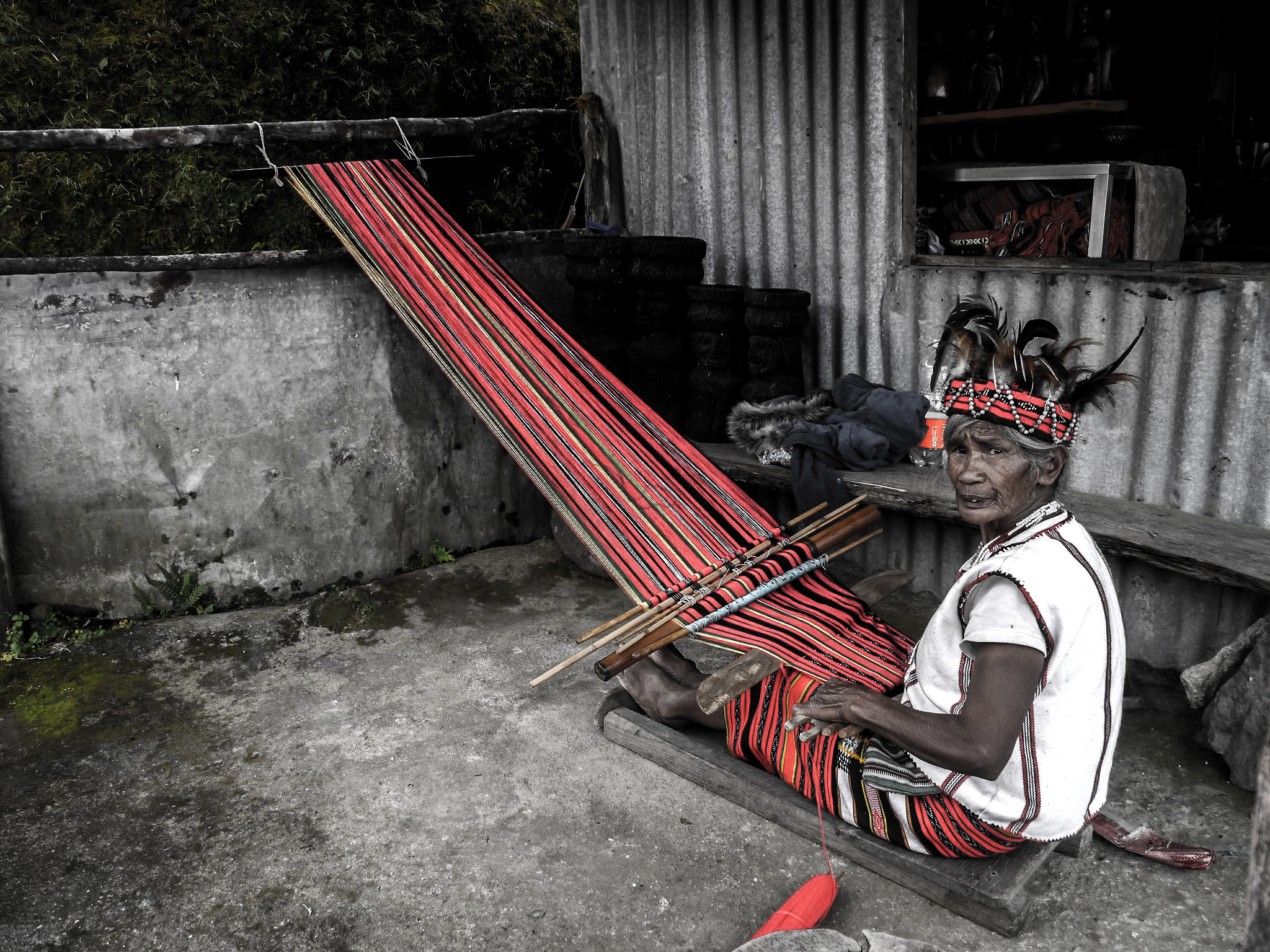 LUMIX G VARIO PZ 14-42/F3.5-5.6 sample photo. Cordilleran artwork in the making. an igorot native weaves clothing in sagada, mountain province photography