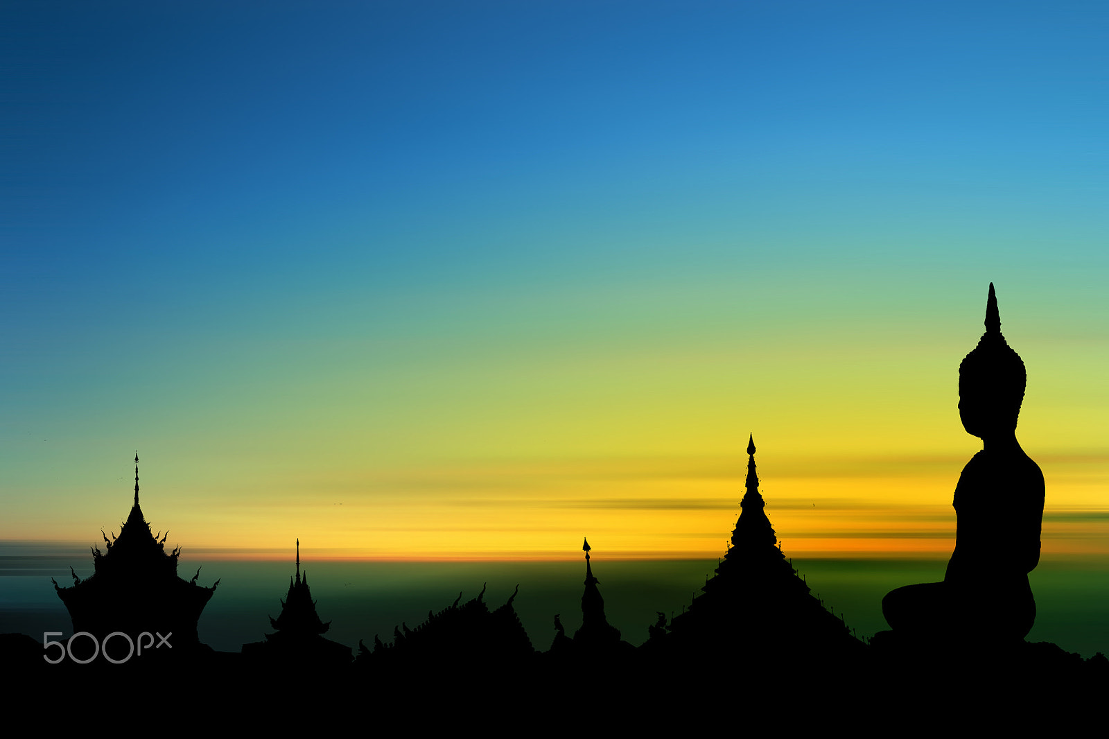 Canon EF-S 10-18mm F4.5–5.6 IS STM sample photo. Silhouette buddha image with sunset background. photography