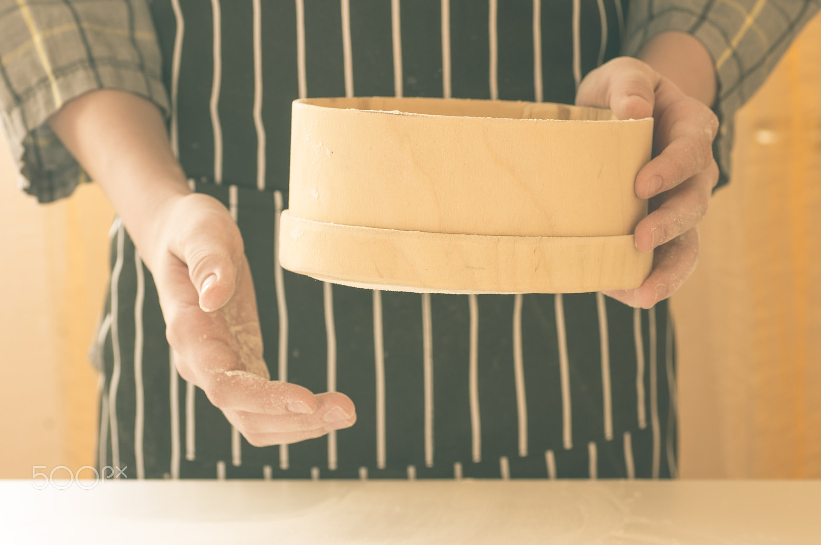 Pentax K-r + Tamron SP AF 90mm F2.8 Di Macro sample photo. Chef sifting flour photography