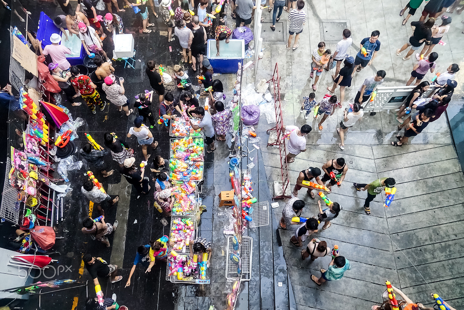 Sony a7S + Sony Vario-Tessar T* E 16-70mm F4 ZA OSS sample photo. Top angle view from songkran festival in downtown thailand. photography