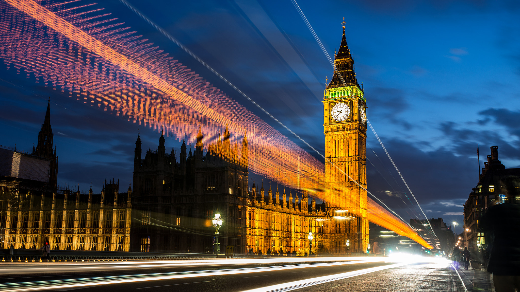 Sony a99 II + Sigma 35mm F1.4 DG HSM Art sample photo. Big ben with light trails photography