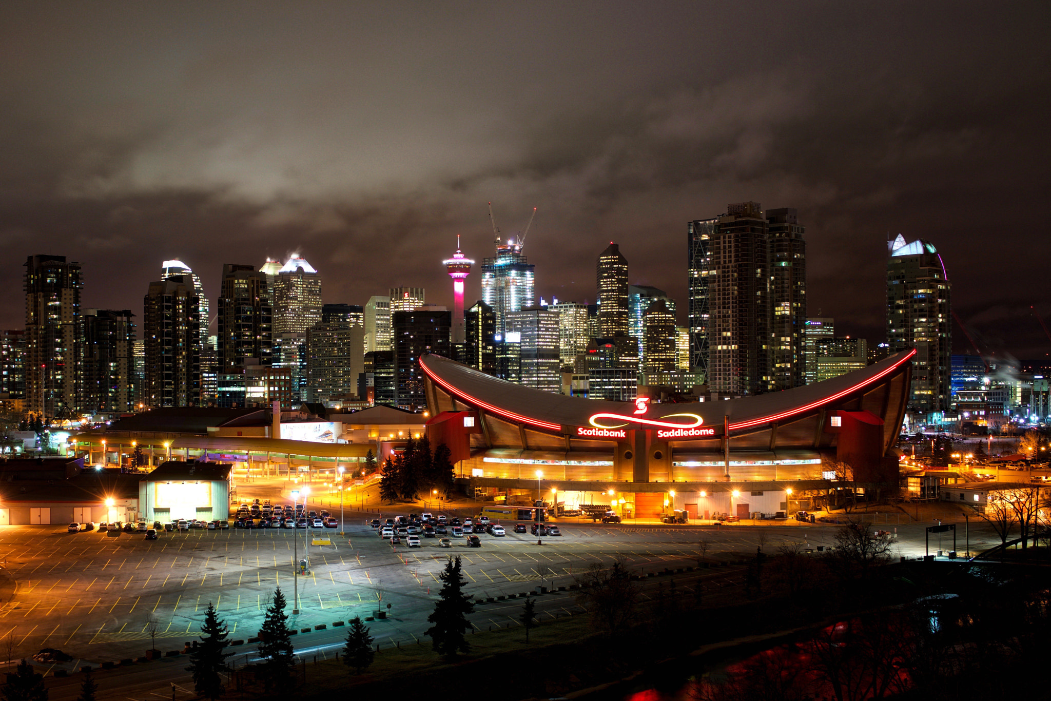 Sony 35mm F2.0 sample photo. Calgary at night photography